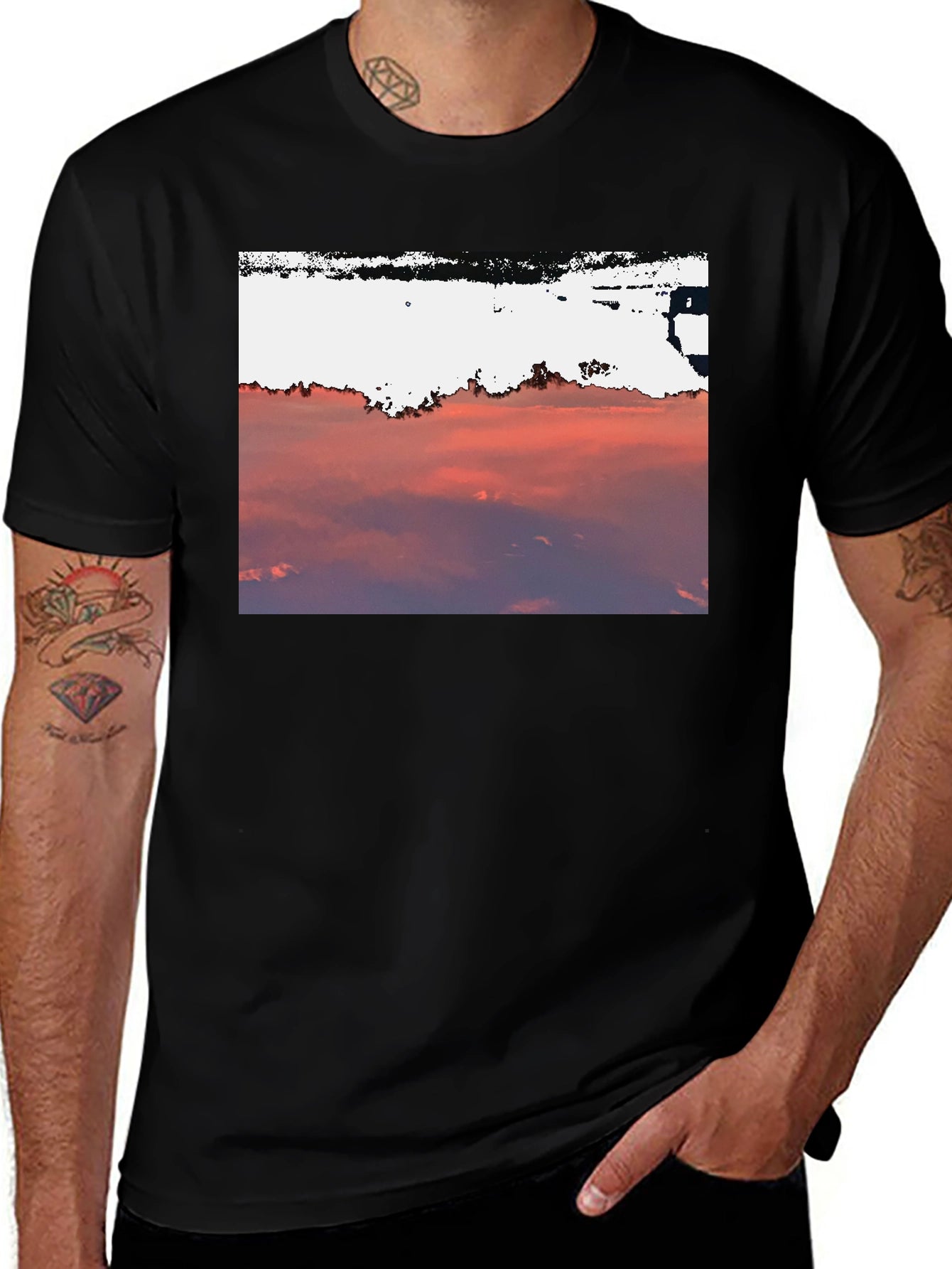 Sunset Sky Graphic Tee - Black Cotton Blend