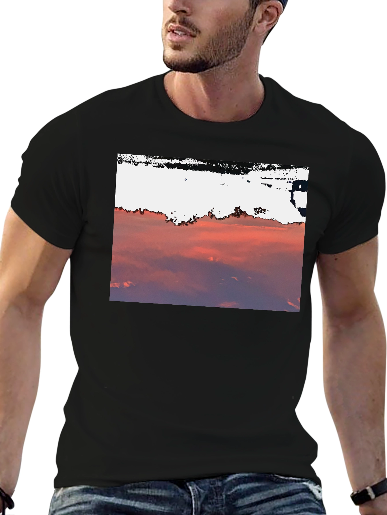 Sunset Sky Graphic Tee - Black Cotton Blend