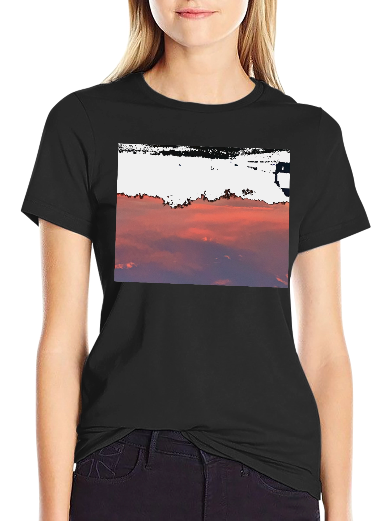 Sunset Sky Graphic Tee - Black Cotton Blend