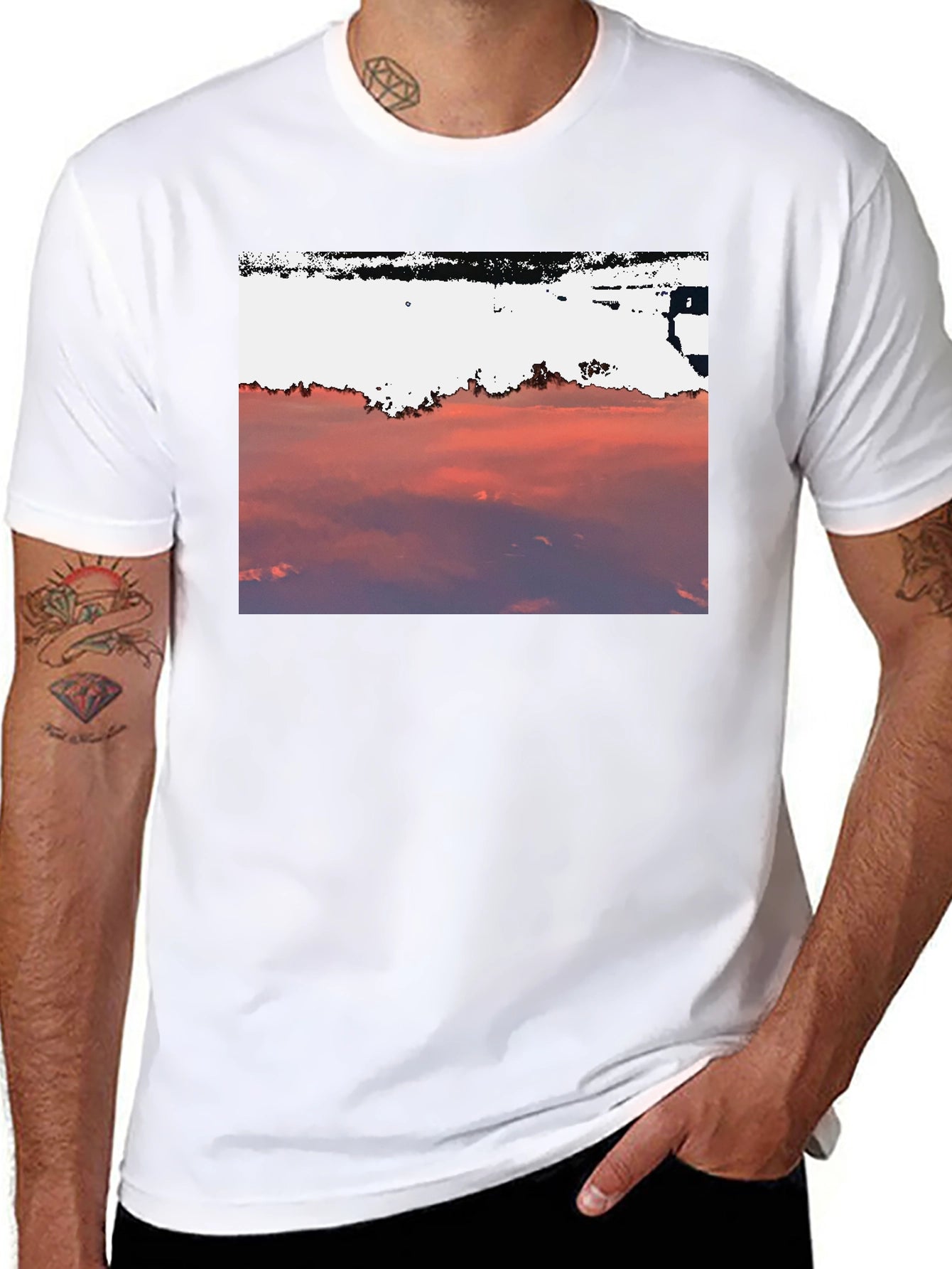 Sunset Sky Graphic Tee - Black Cotton Blend