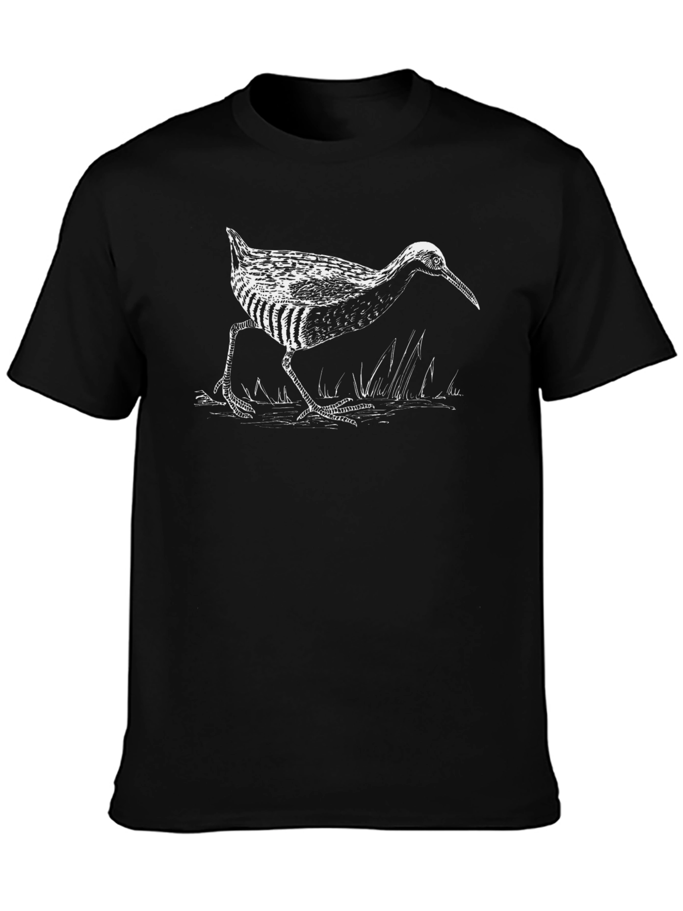 Black T-Shirt with Illustrated Bird