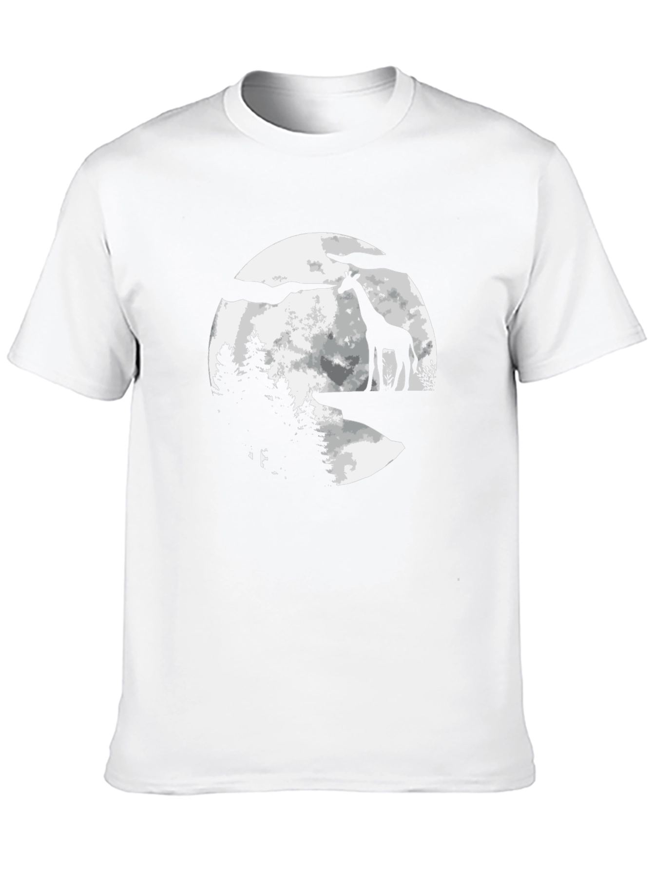 Giraffe Moon Silhouette Black T-Shirt