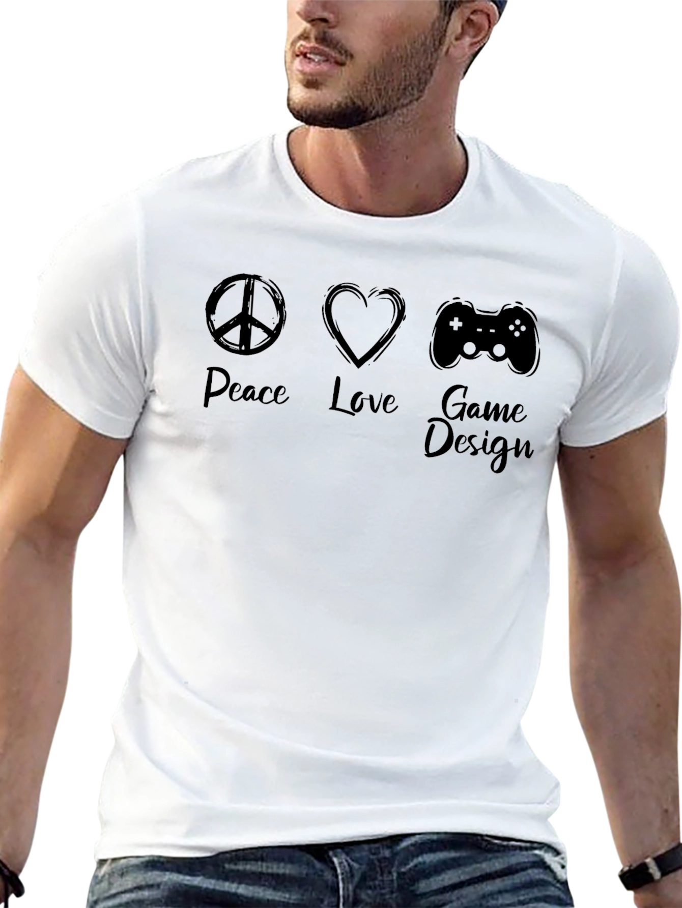 Peace Love Game Design Black T-Shirt