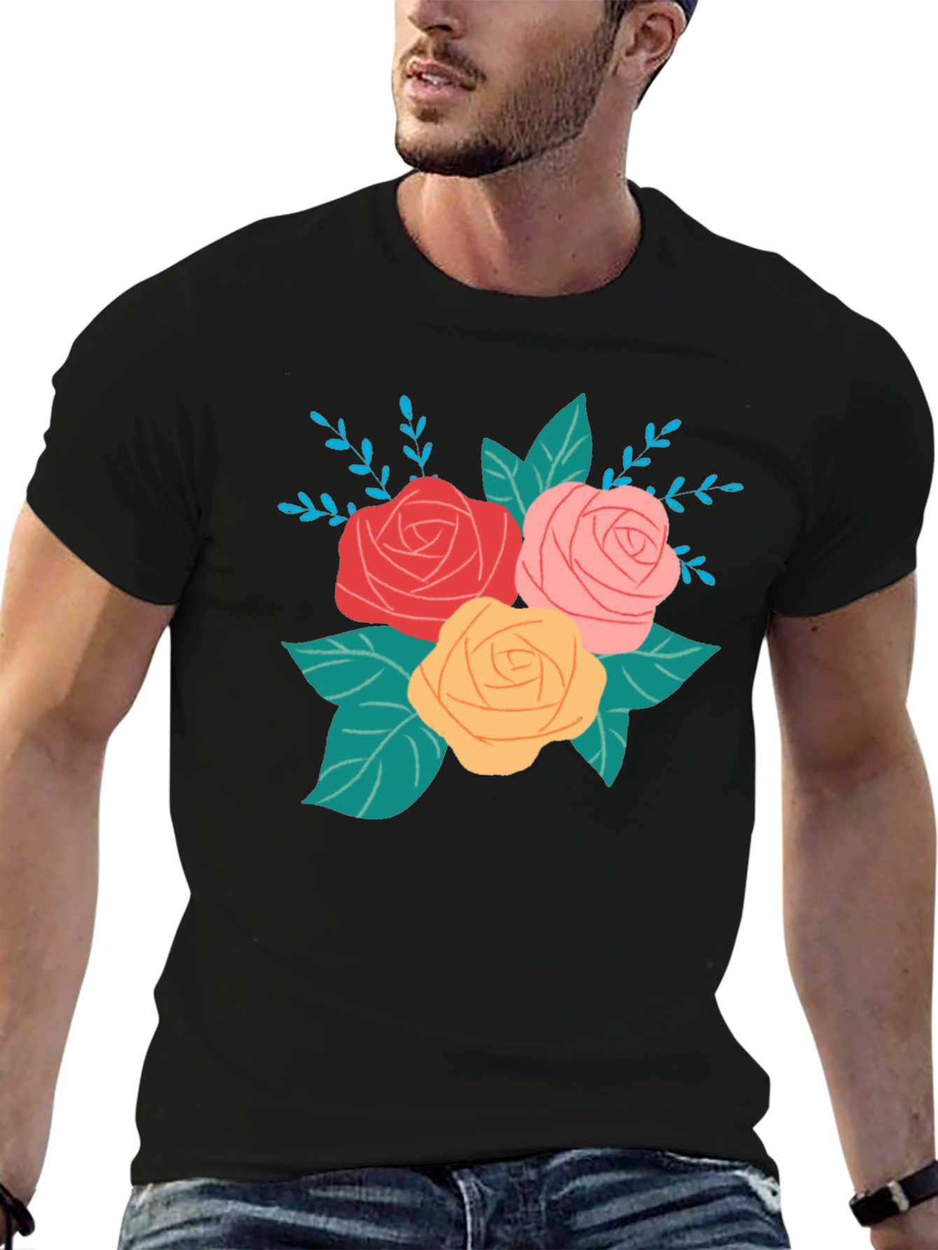 Floral Graphic Black T-Shirt