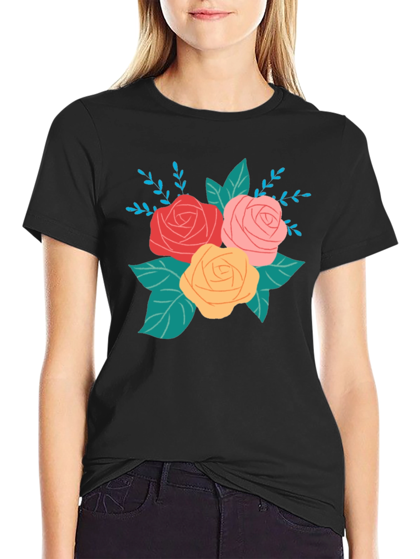 Floral Graphic Black T-Shirt