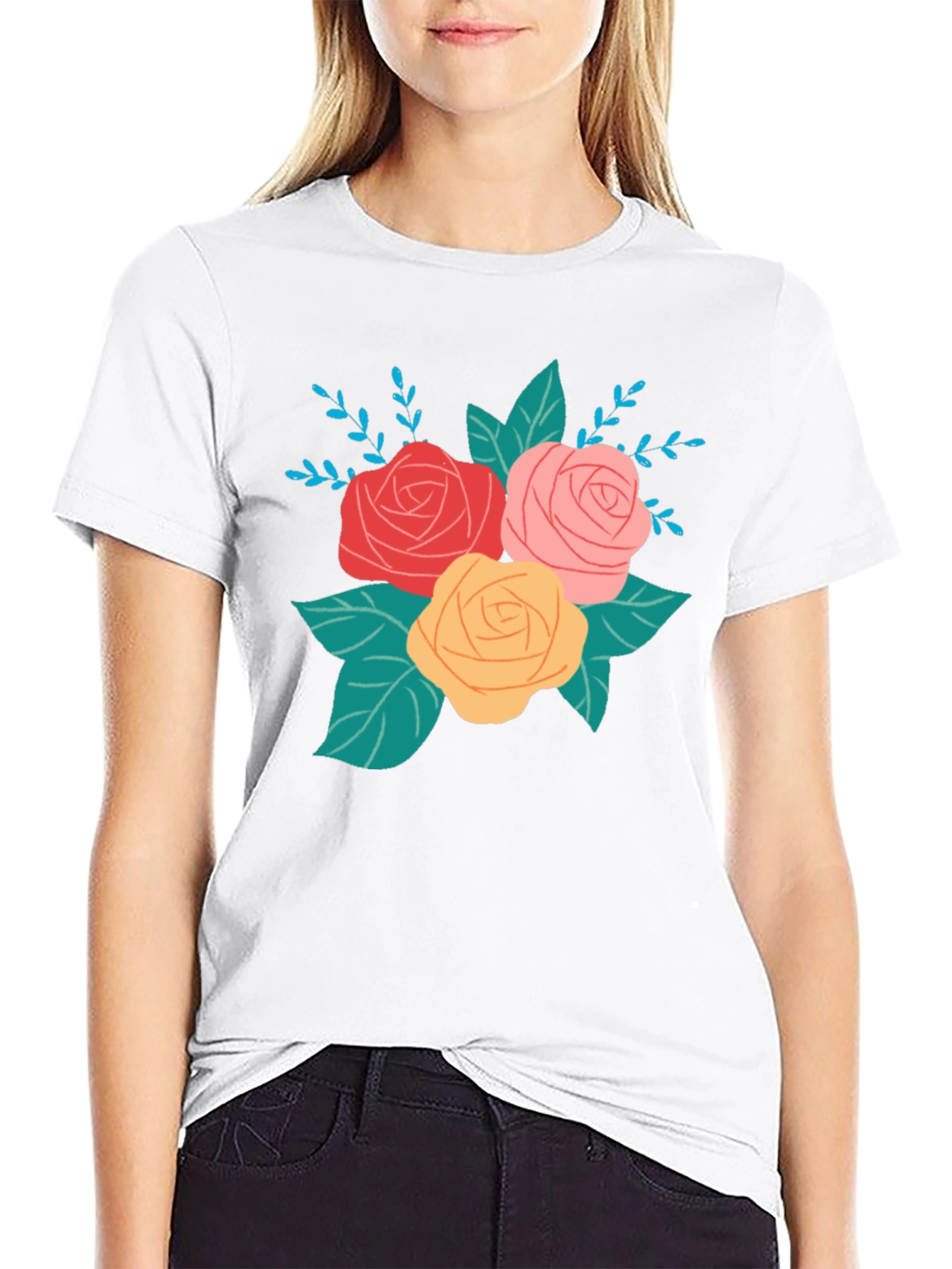 Floral Graphic Black T-Shirt