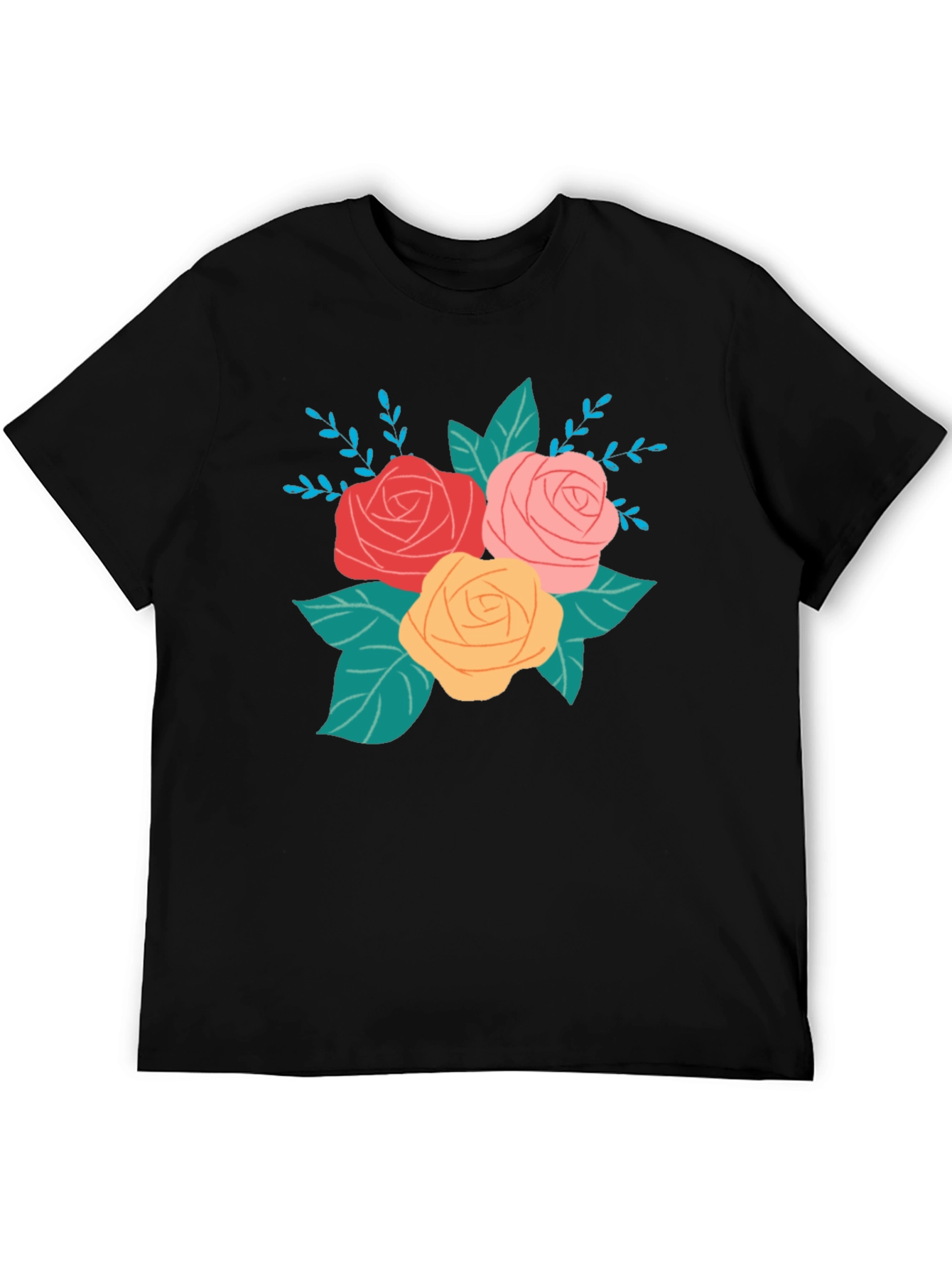 Floral Graphic Black T-Shirt