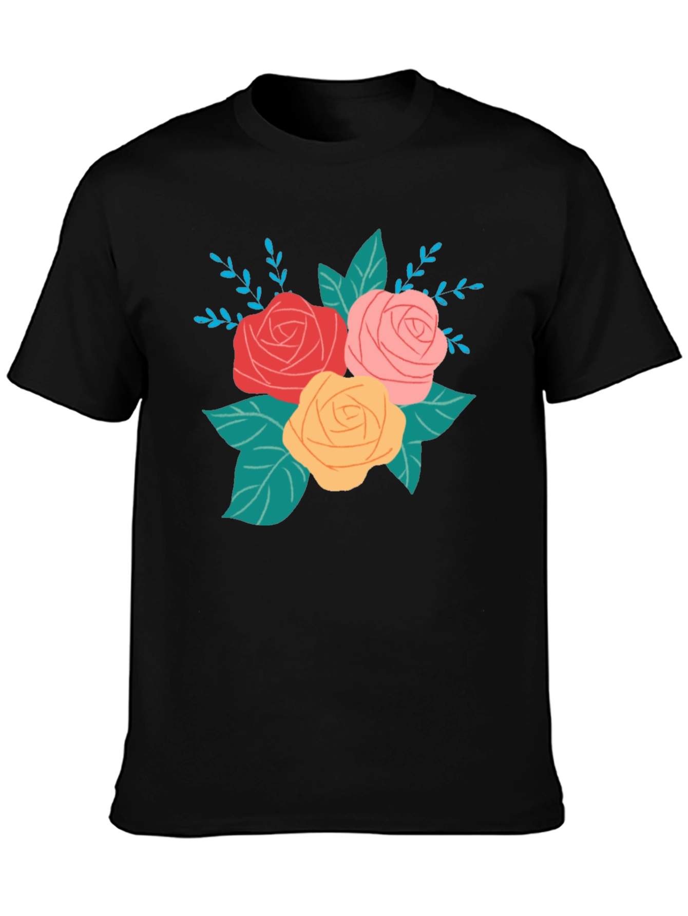 Floral Graphic Black T-Shirt