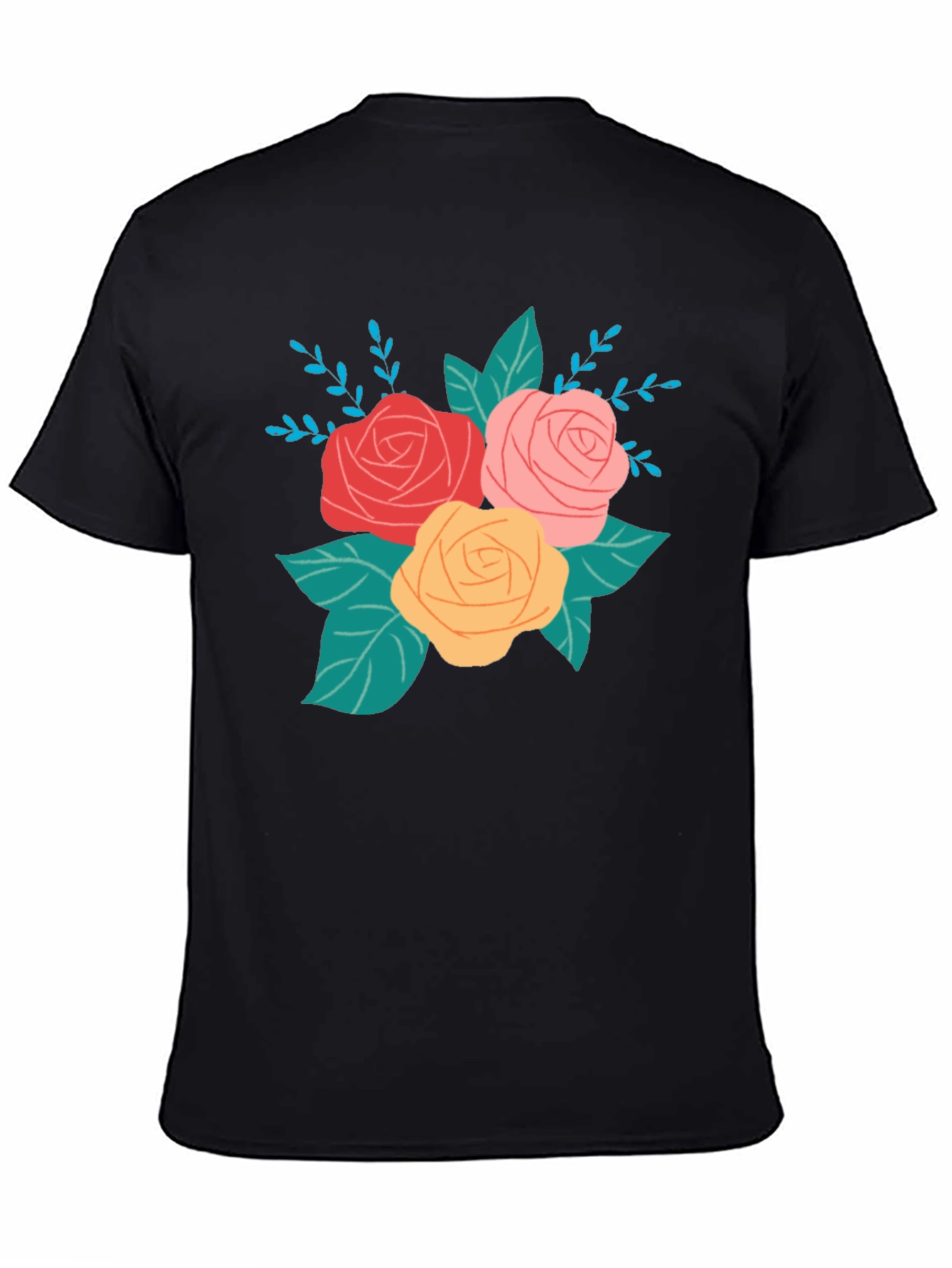 Floral Graphic Black T-Shirt