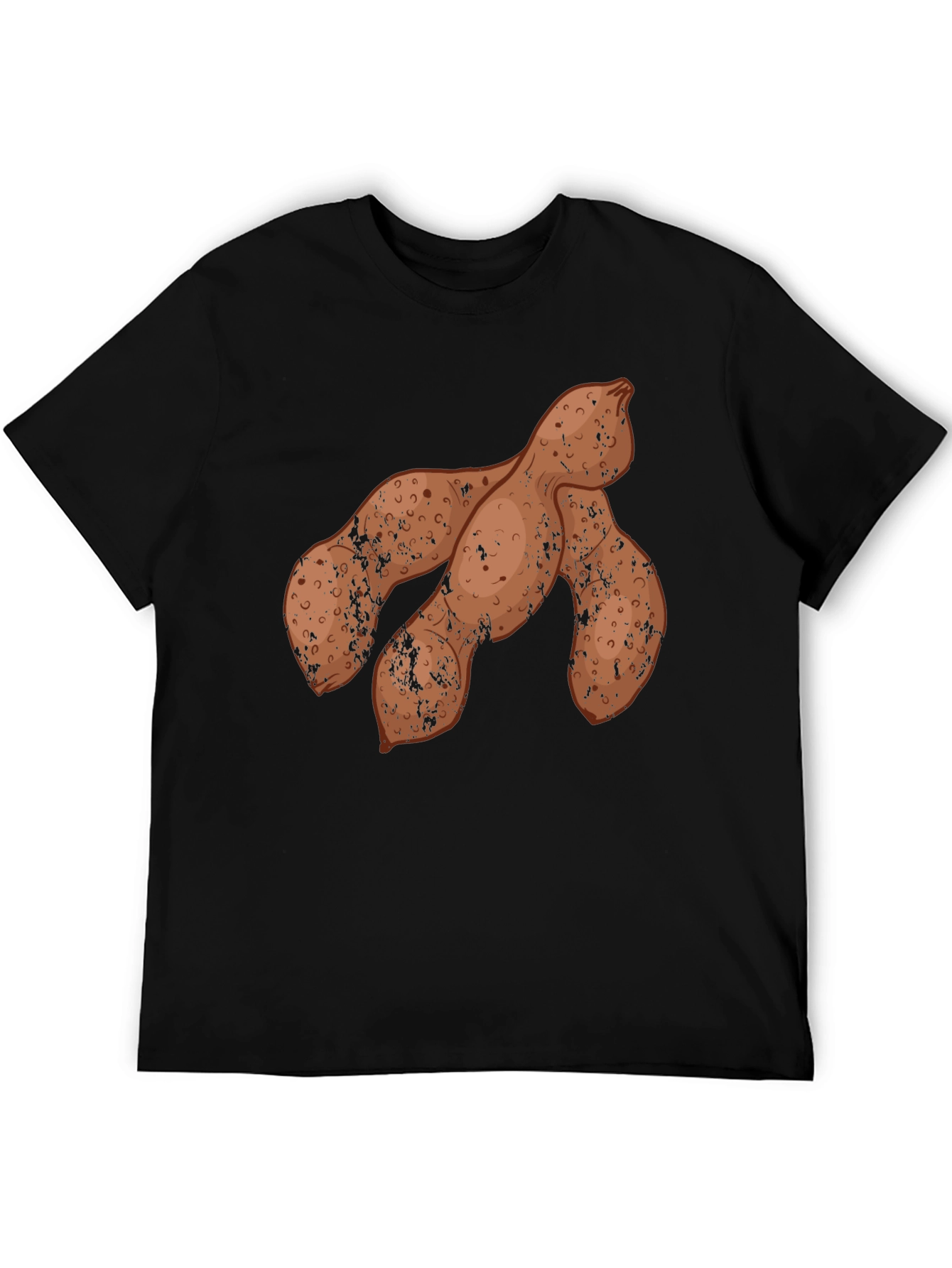 Novelty Yam Print Black Crew Neck Tee