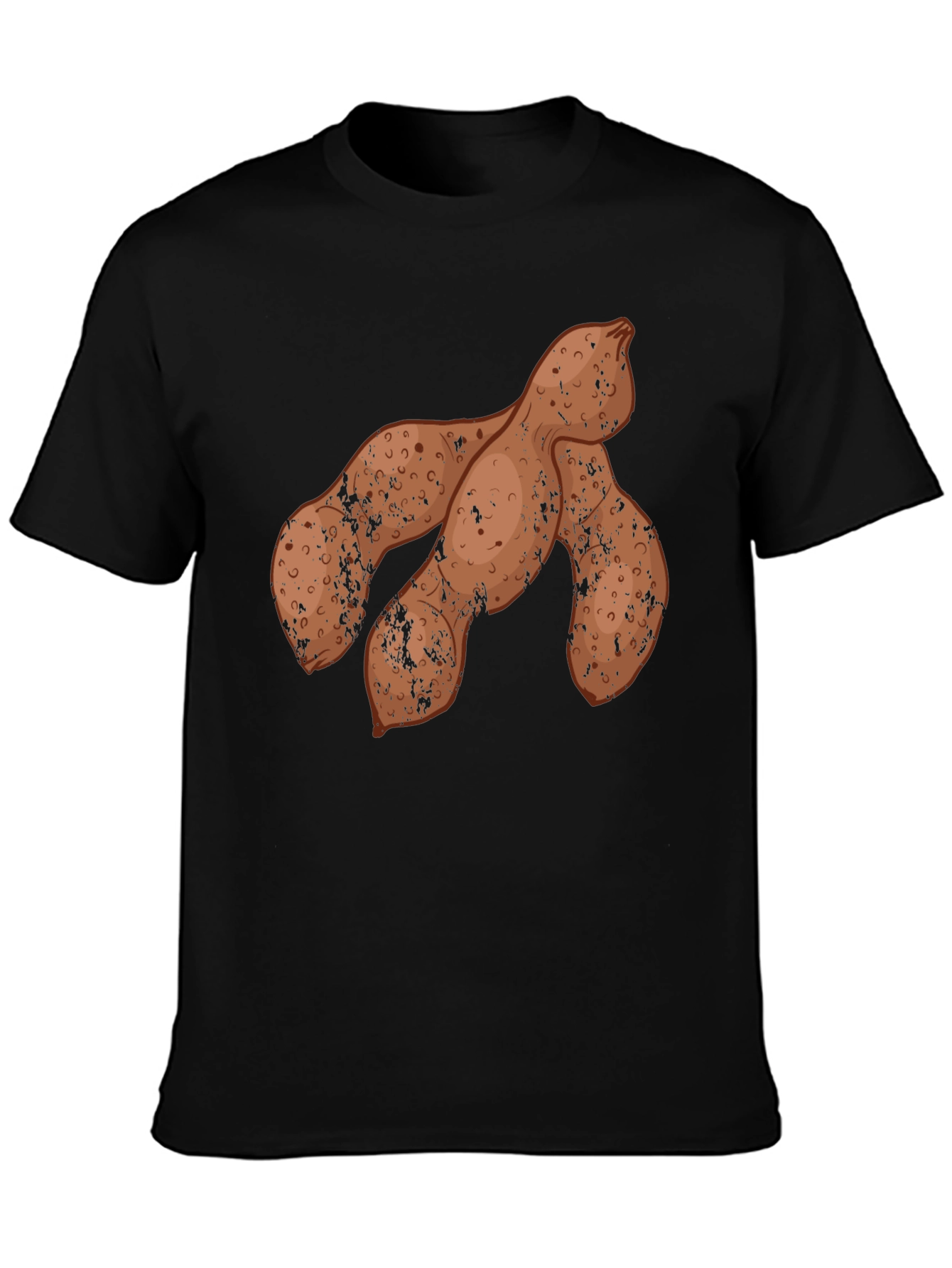 Novelty Yam Print Black Crew Neck Tee