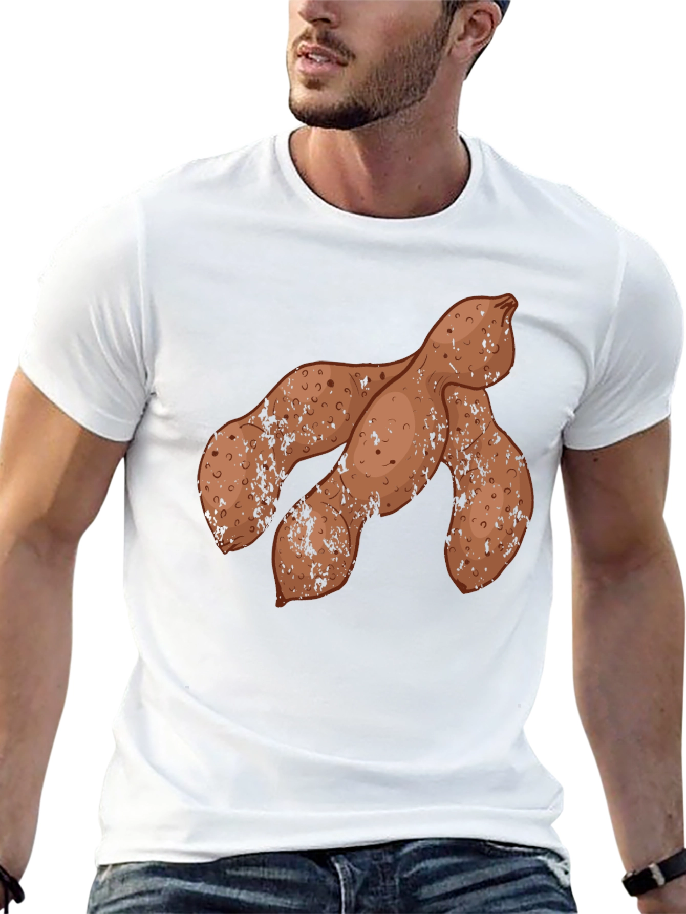 Novelty Yam Print Black Crew Neck Tee