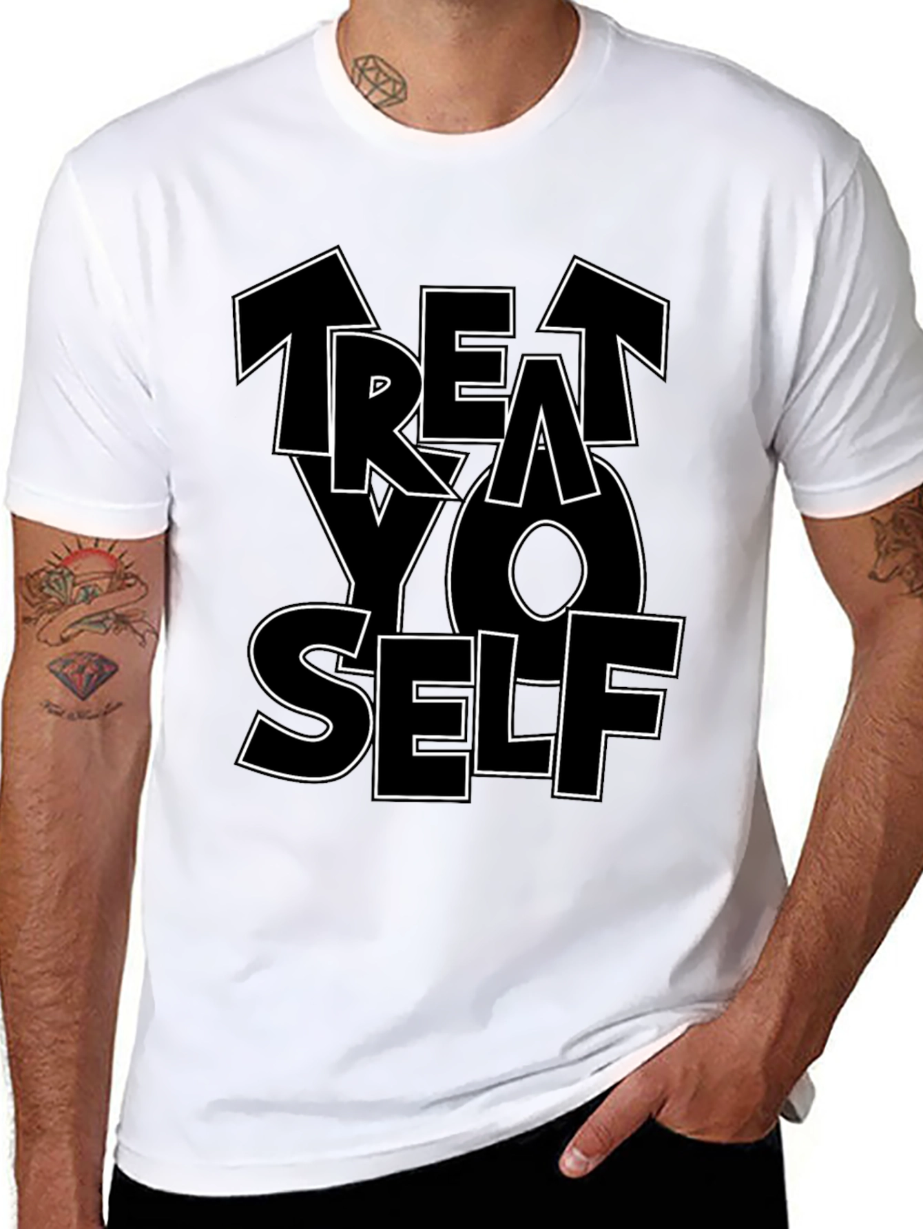 Treat Yo Self Black Graphic Tee