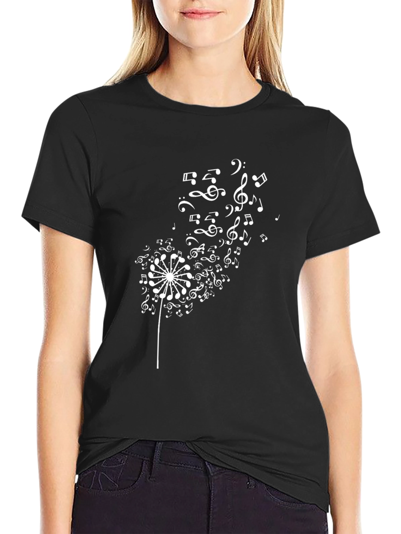 Musical Dandelion Black T-Shirt