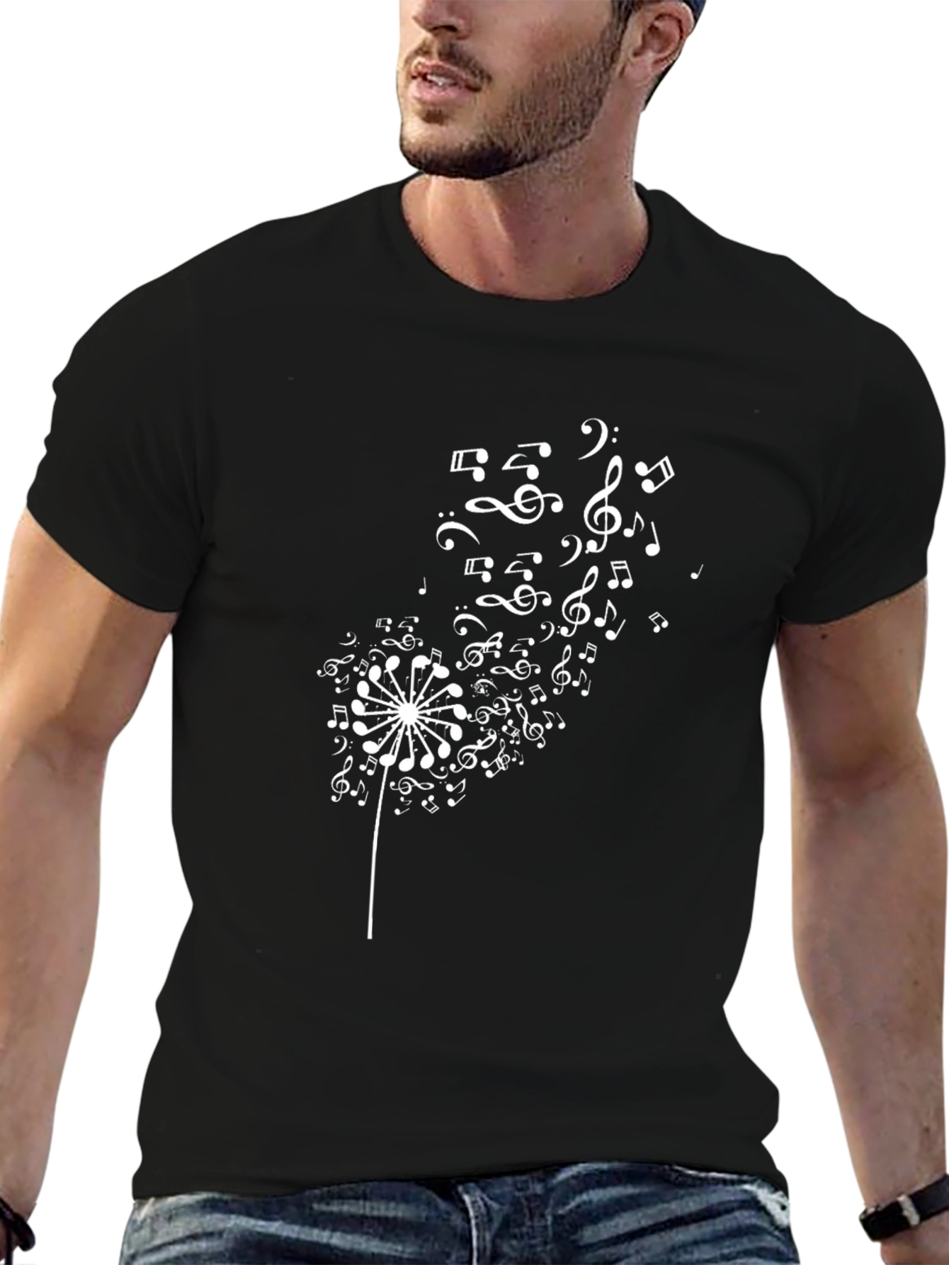 Musical Dandelion Black T-Shirt