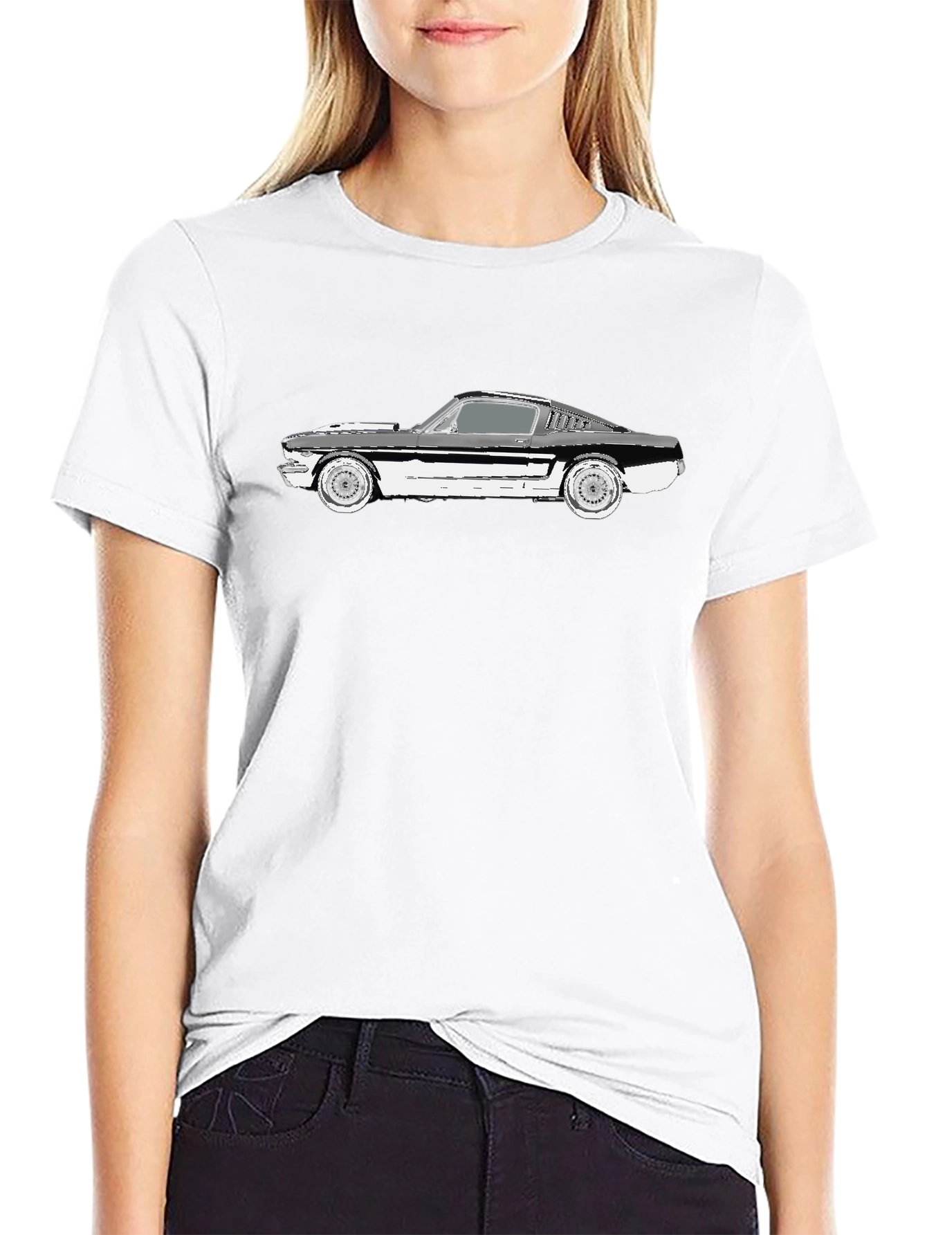 Classic Mustang Car Graphic Tee - Black