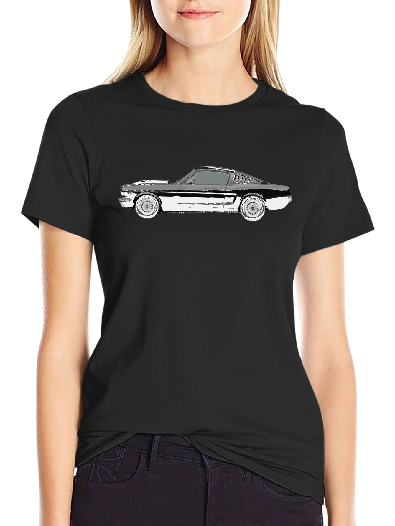 Classic Mustang Car Graphic Tee - Black