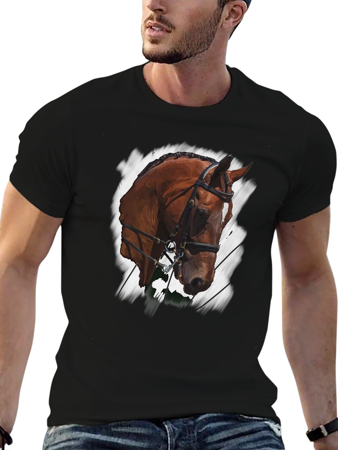 Horse Head Graphic T-Shirt - Black
