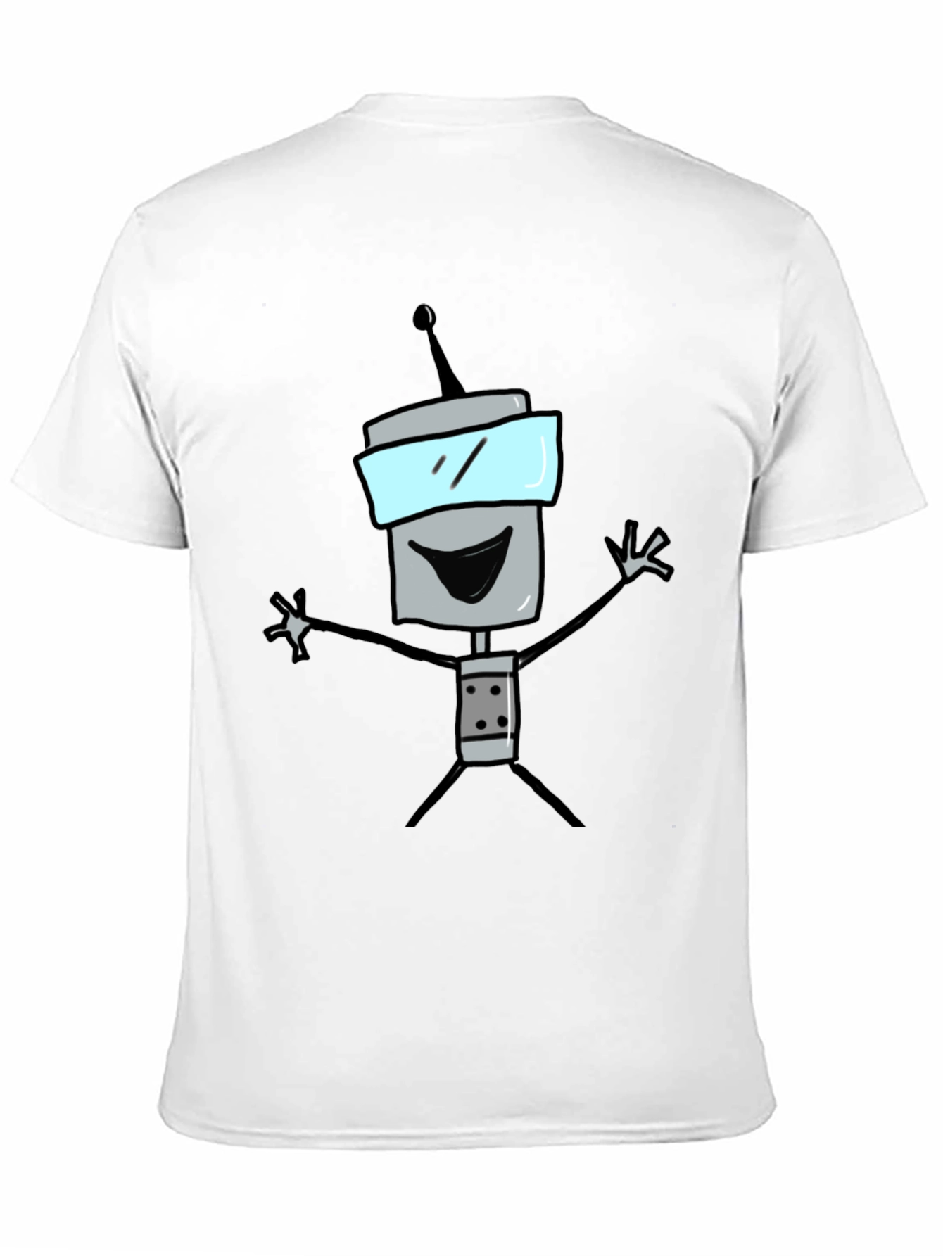 Fun Robot Graphic Tee - Black Cotton T-Shirt