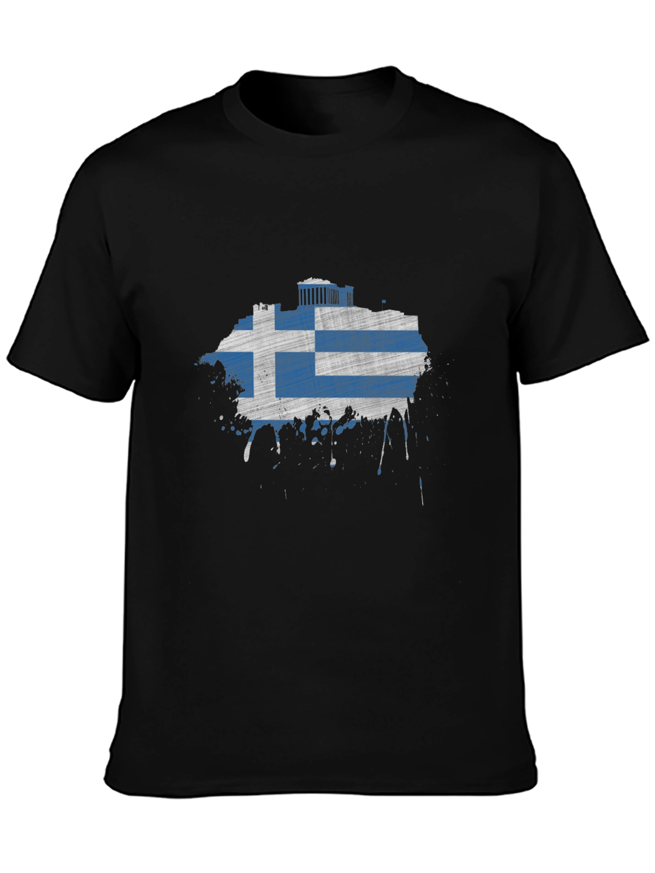 Greek Flag T-Shirt - Distressed Grunge Style