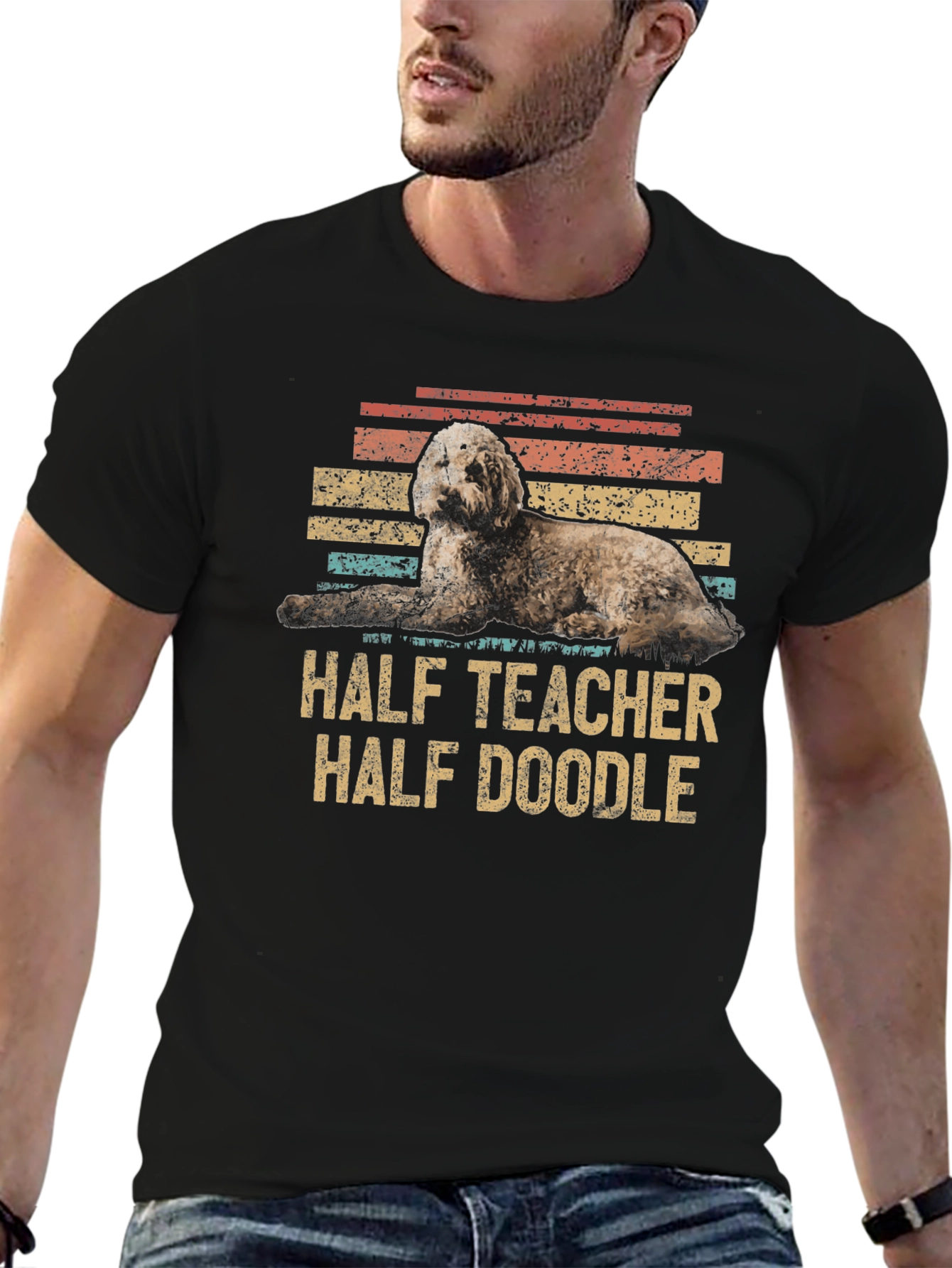 Half Teacher Half Doodle Graphic T-Shirt