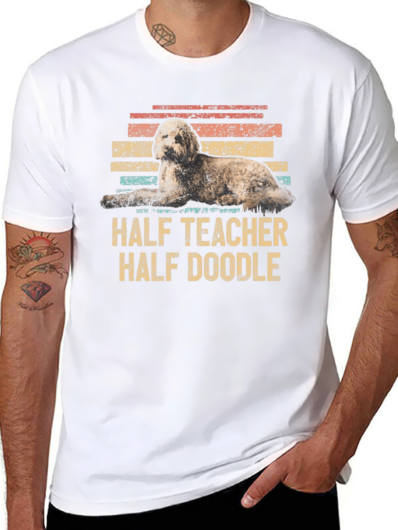 Half Teacher Half Doodle Graphic T-Shirt
