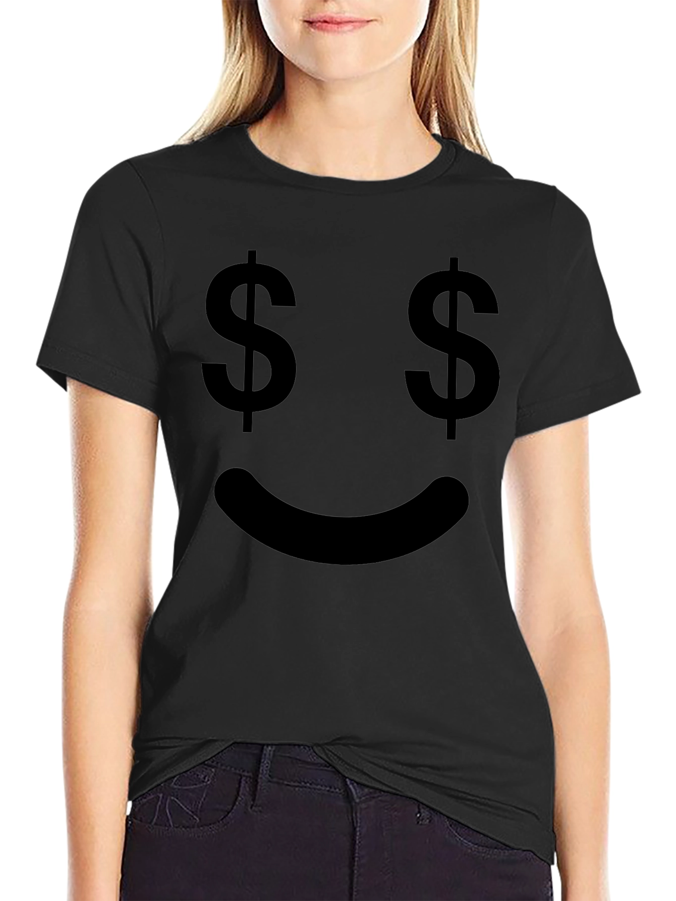Money Eyes Smiley Face Graphic T-Shirt
