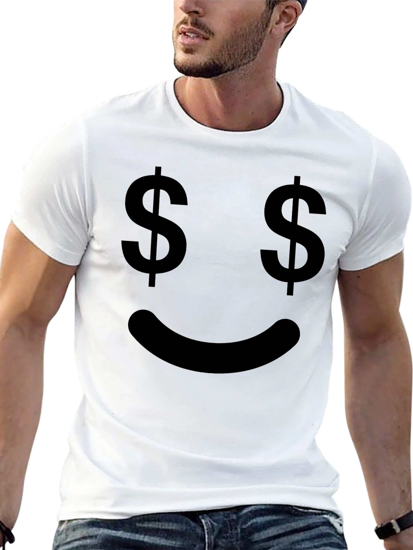 Money Eyes Smiley Face Graphic T-Shirt