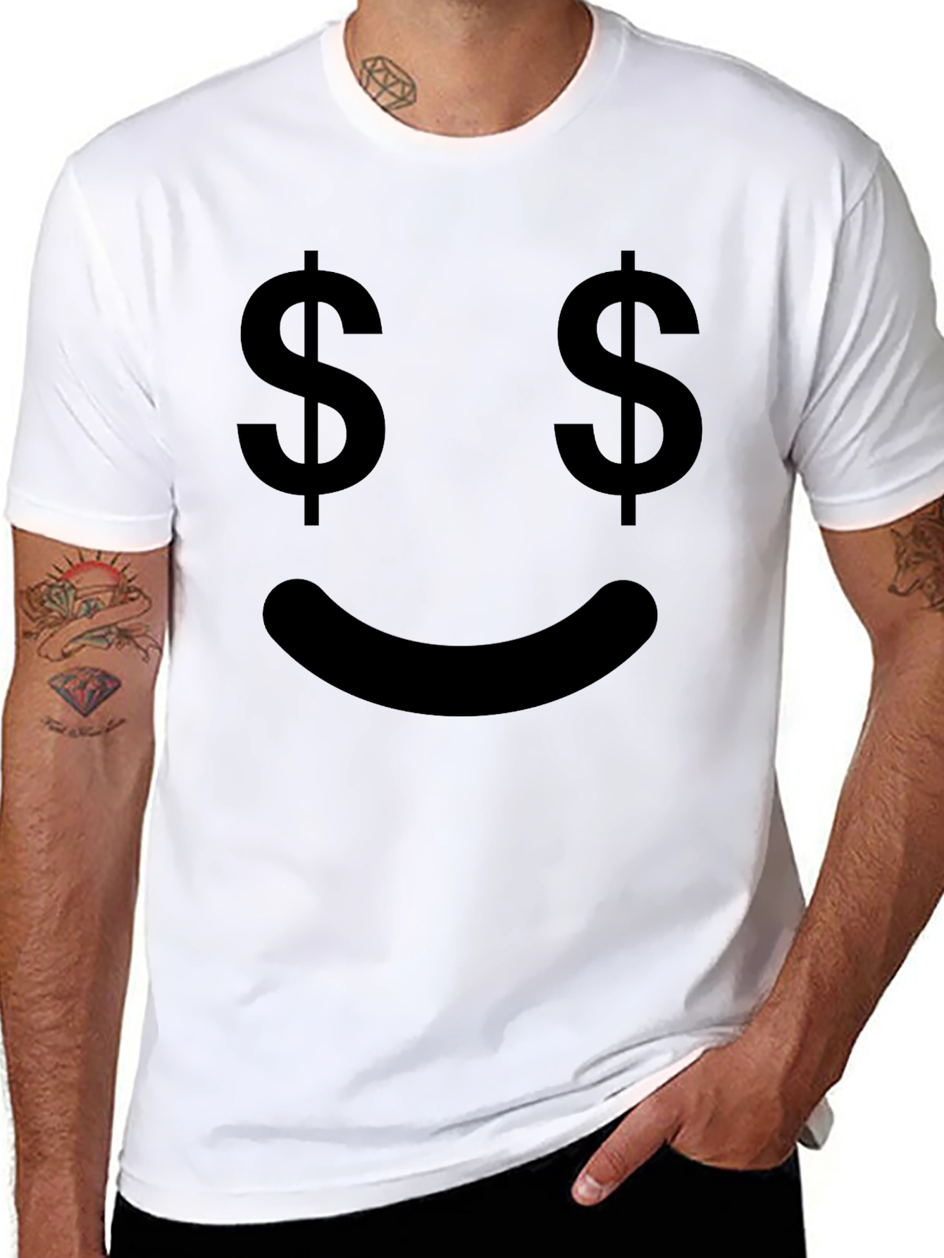 Money Eyes Smiley Face Graphic T-Shirt