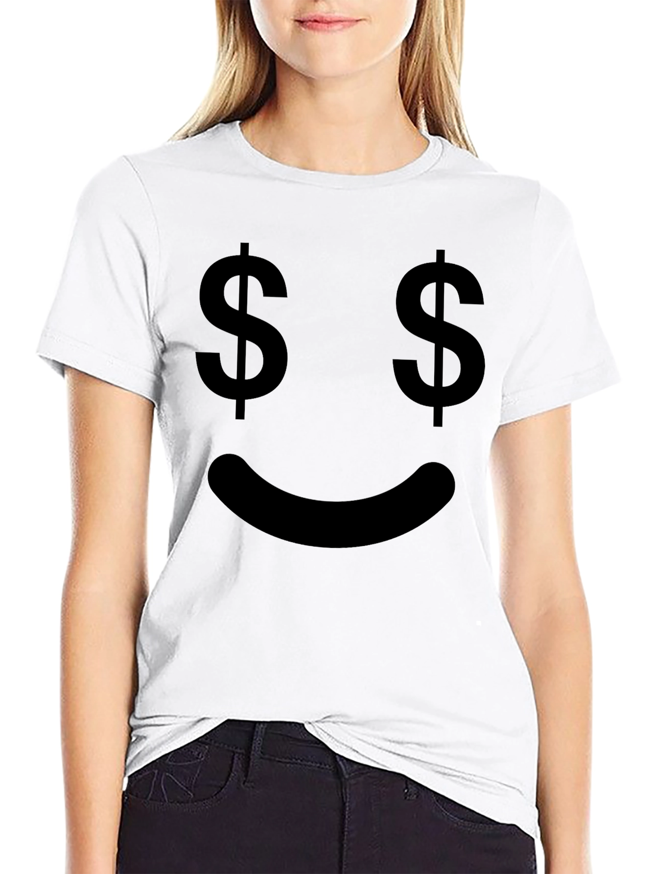 Money Eyes Smiley Face Graphic T-Shirt