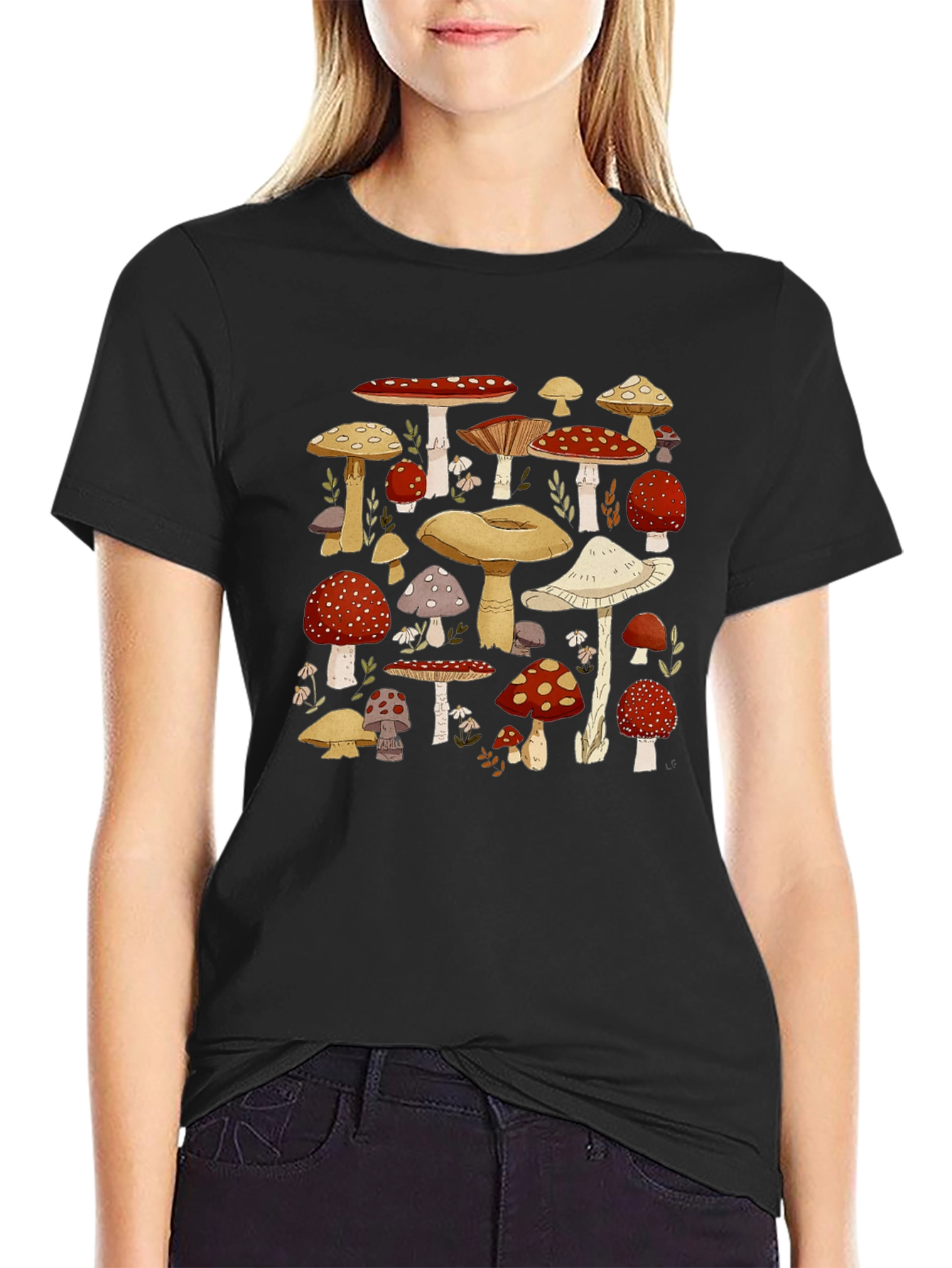 Mushroom Print T-Shirt - Whimsical Graphic Tee