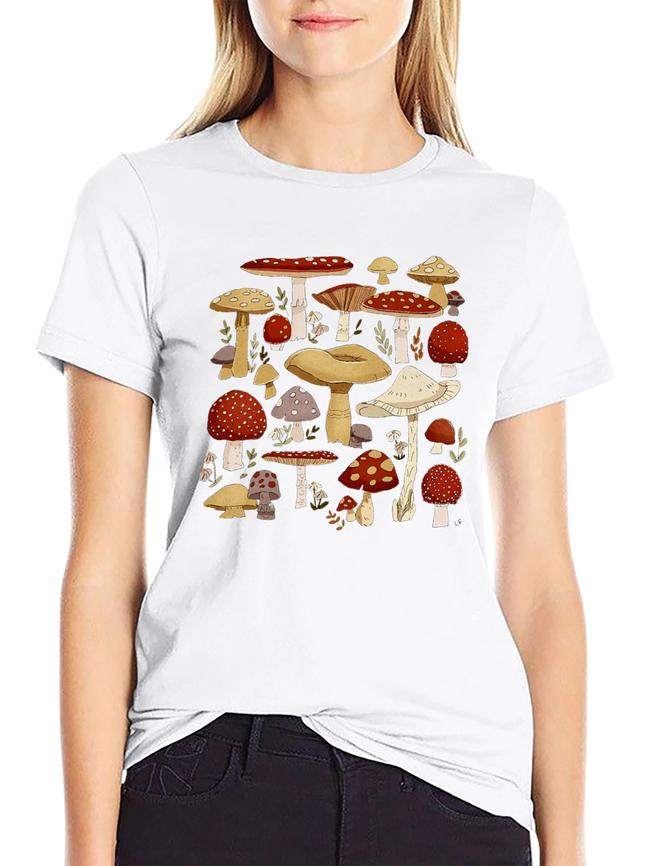 Mushroom Print T-Shirt - Whimsical Graphic Tee