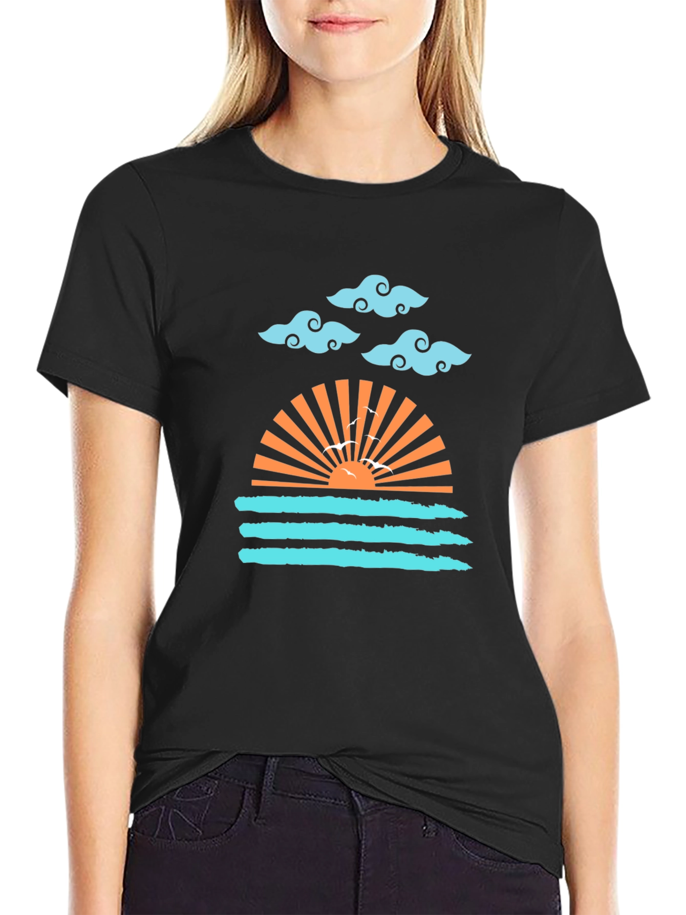 Sunset Waves Graphic Tee - Stylish Comfort