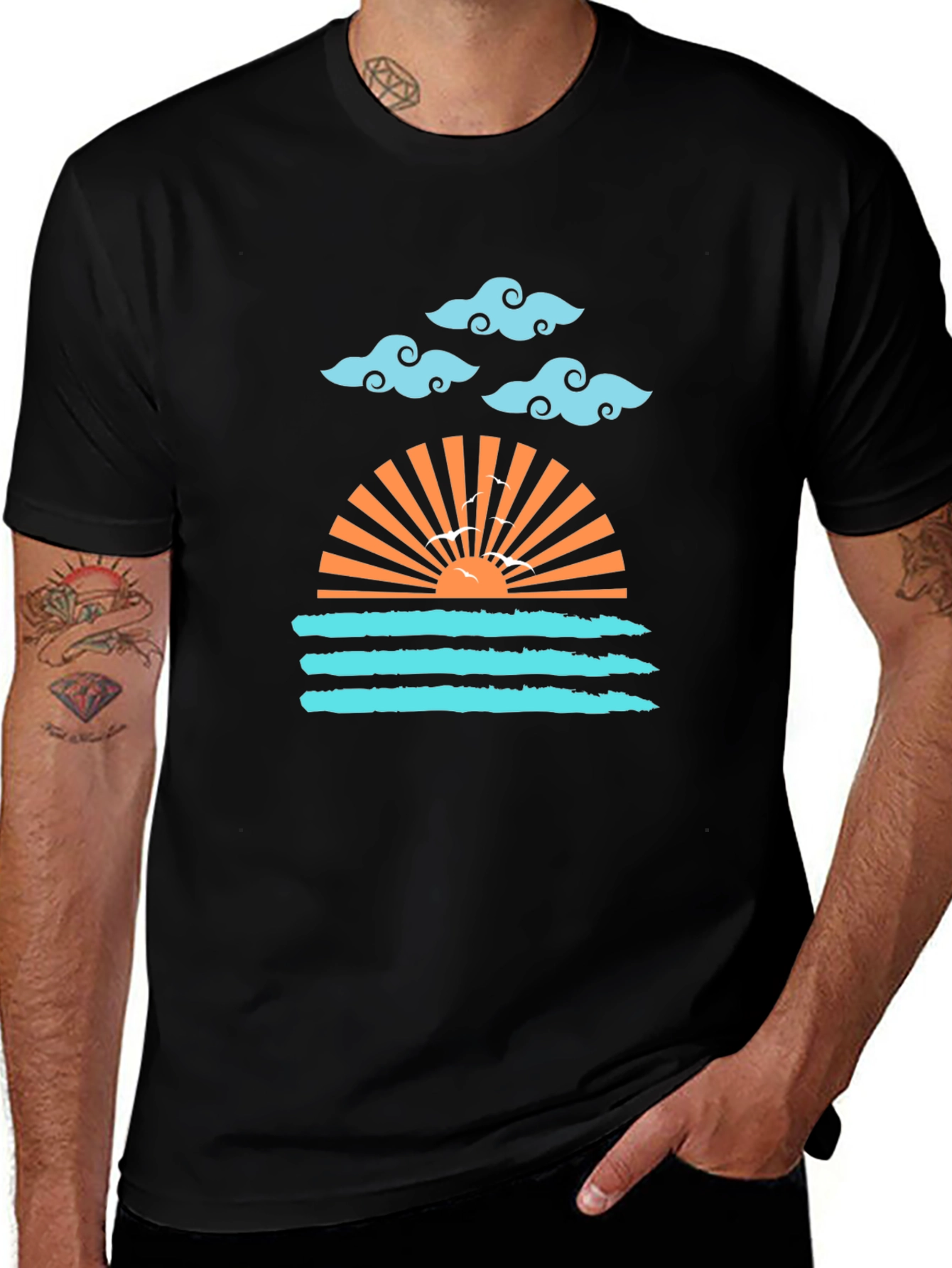 Sunset Waves Graphic Tee - Stylish Comfort