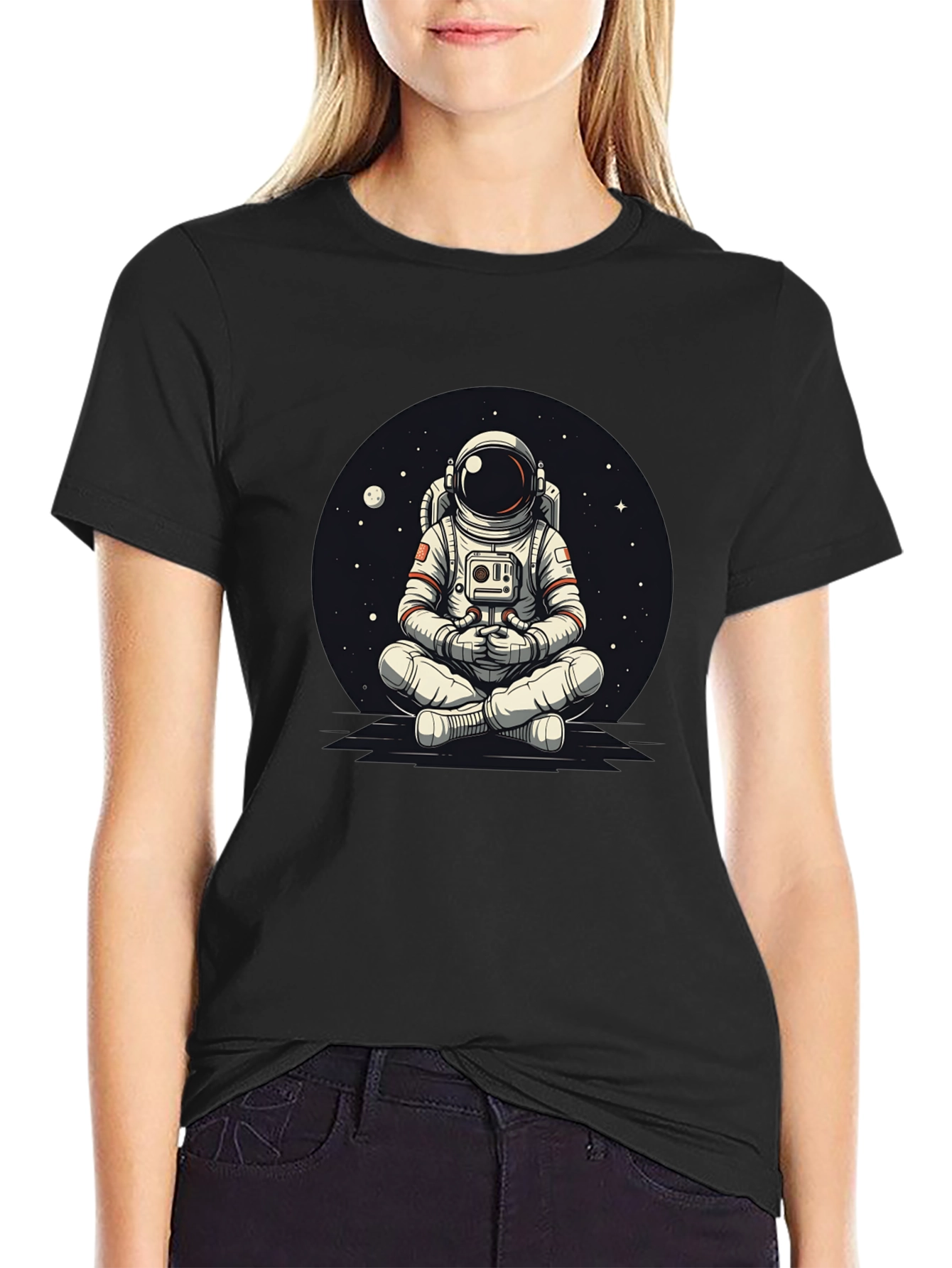 Meditating Astronaut Graphic Tee - Cool Space Design