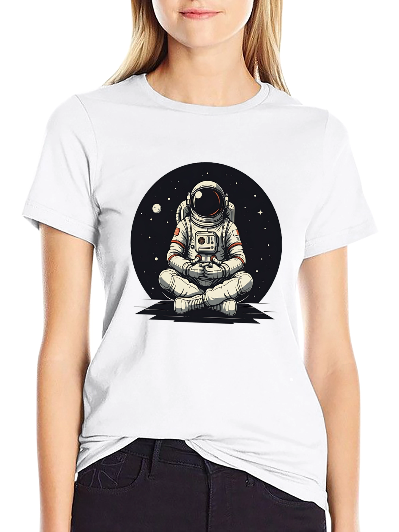 Meditating Astronaut Graphic Tee - Cool Space Design
