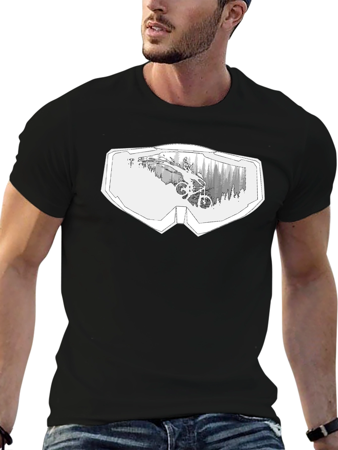 Mountain Bike Goggles Graphic Black T-Shirt