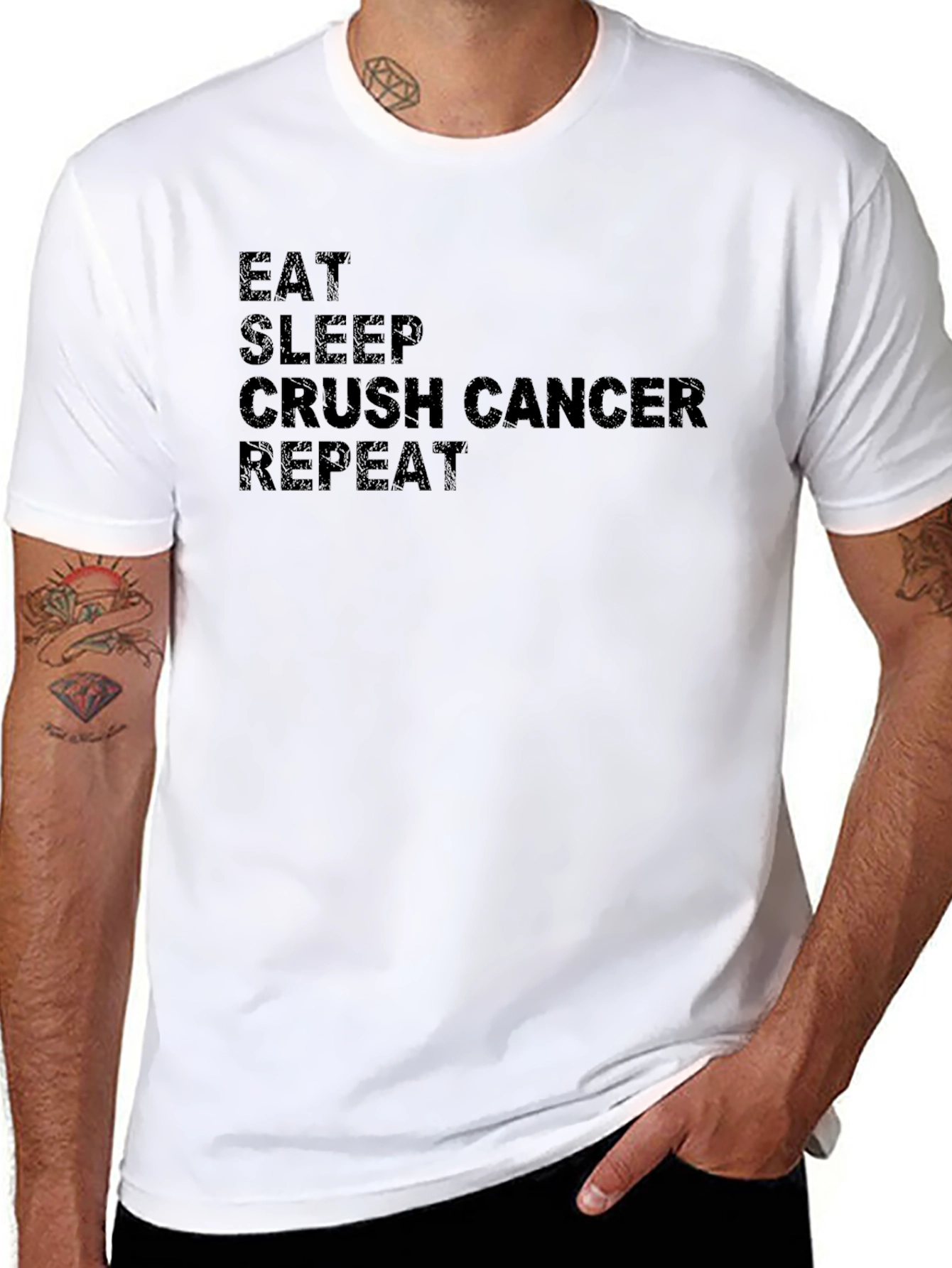 Eat Sleep Crush Cancer Repeat Black T-Shirt