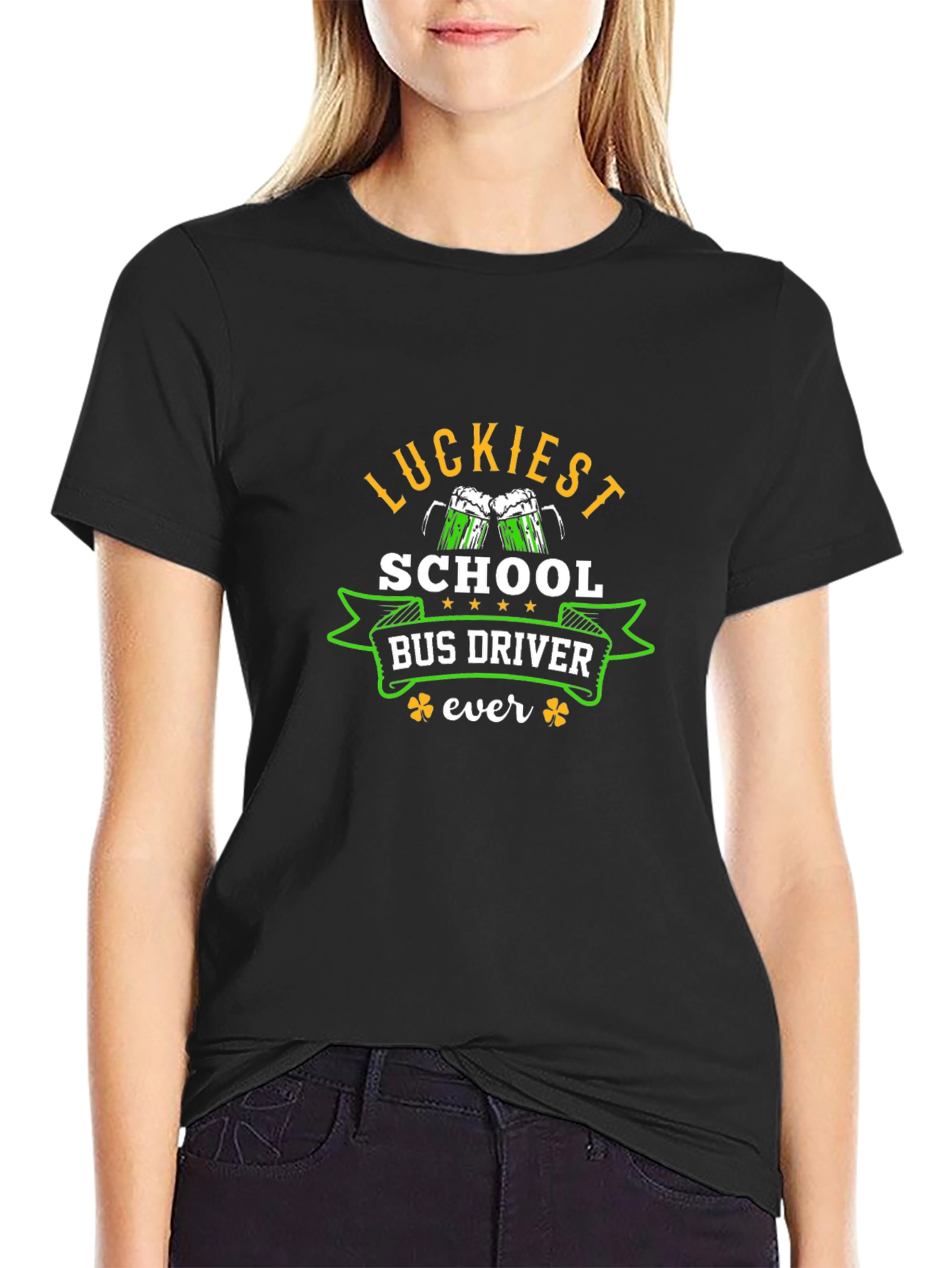Luckiest School Bus Driver Ever Black T-Shirt