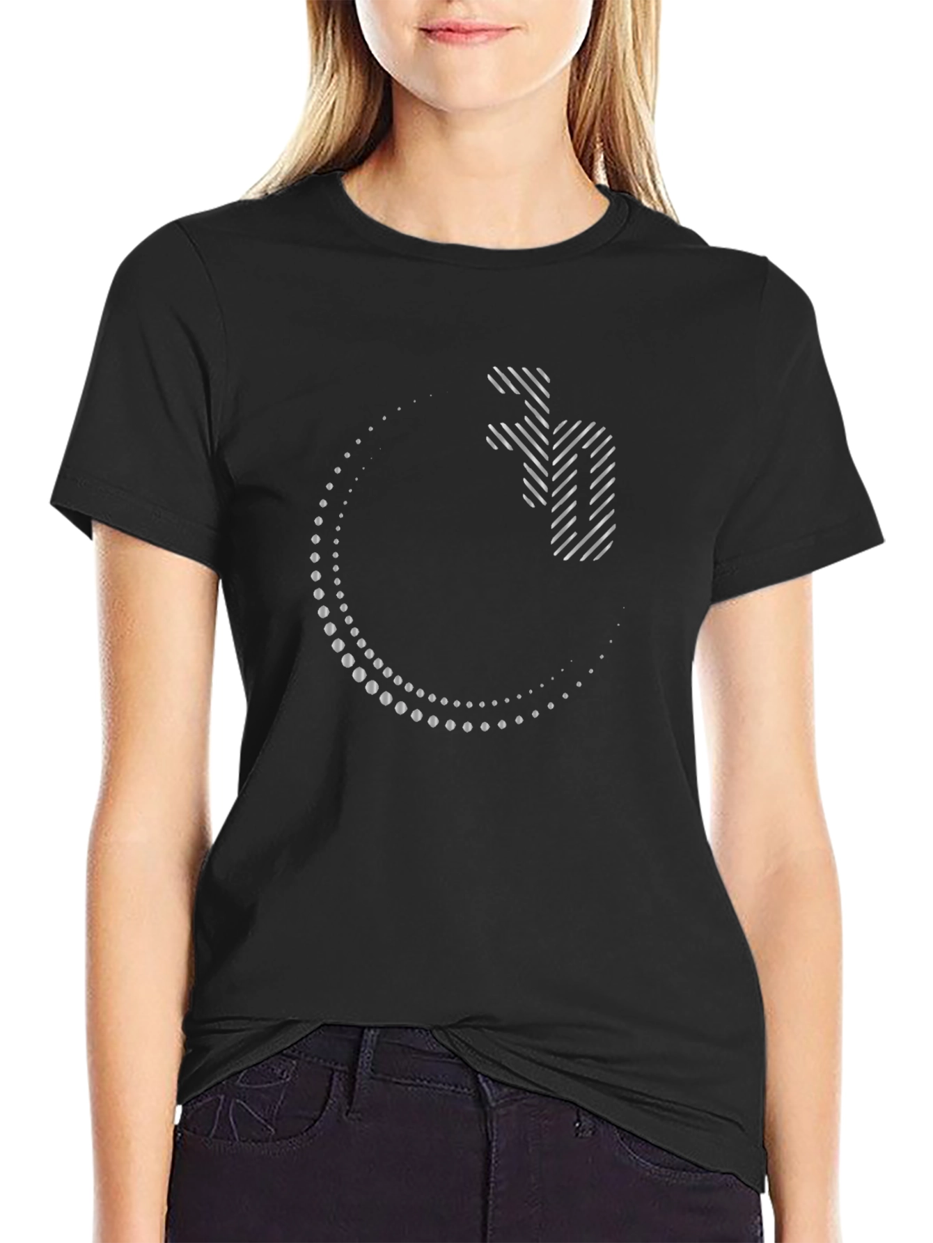 Modern Graphic Print Black T-Shirt