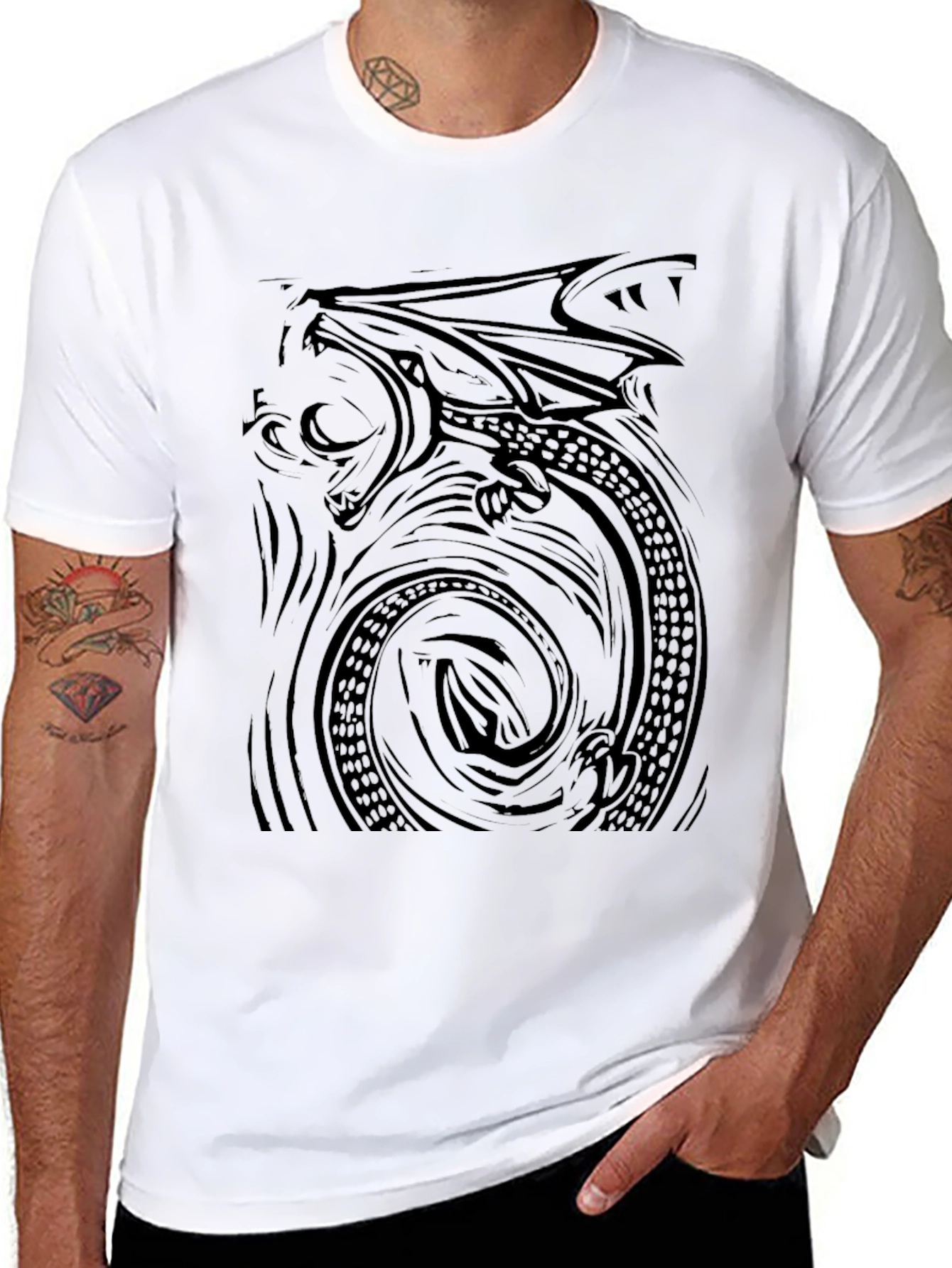 Mens Black Dragon Graphic T-Shirt