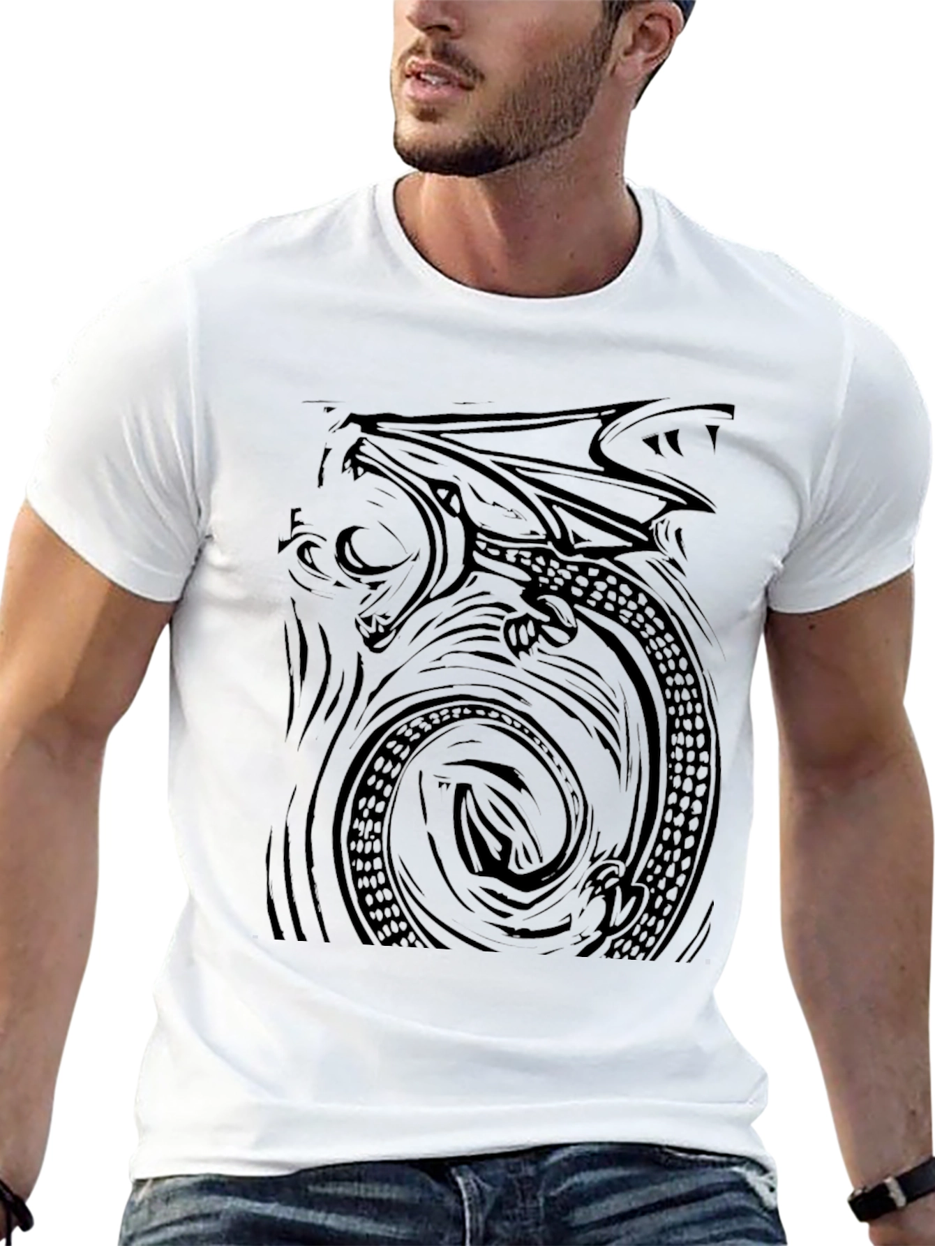 Mens Black Dragon Graphic T-Shirt
