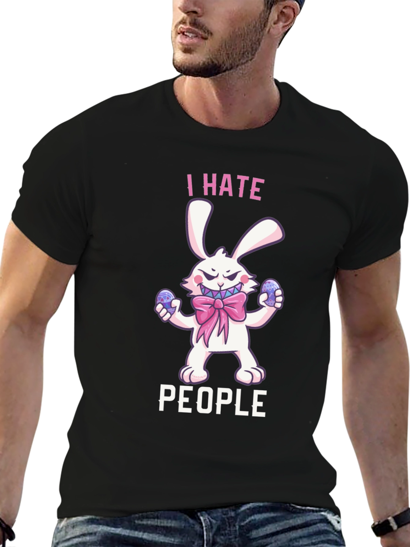 I Hate People Bunny Graphic T-Shirt