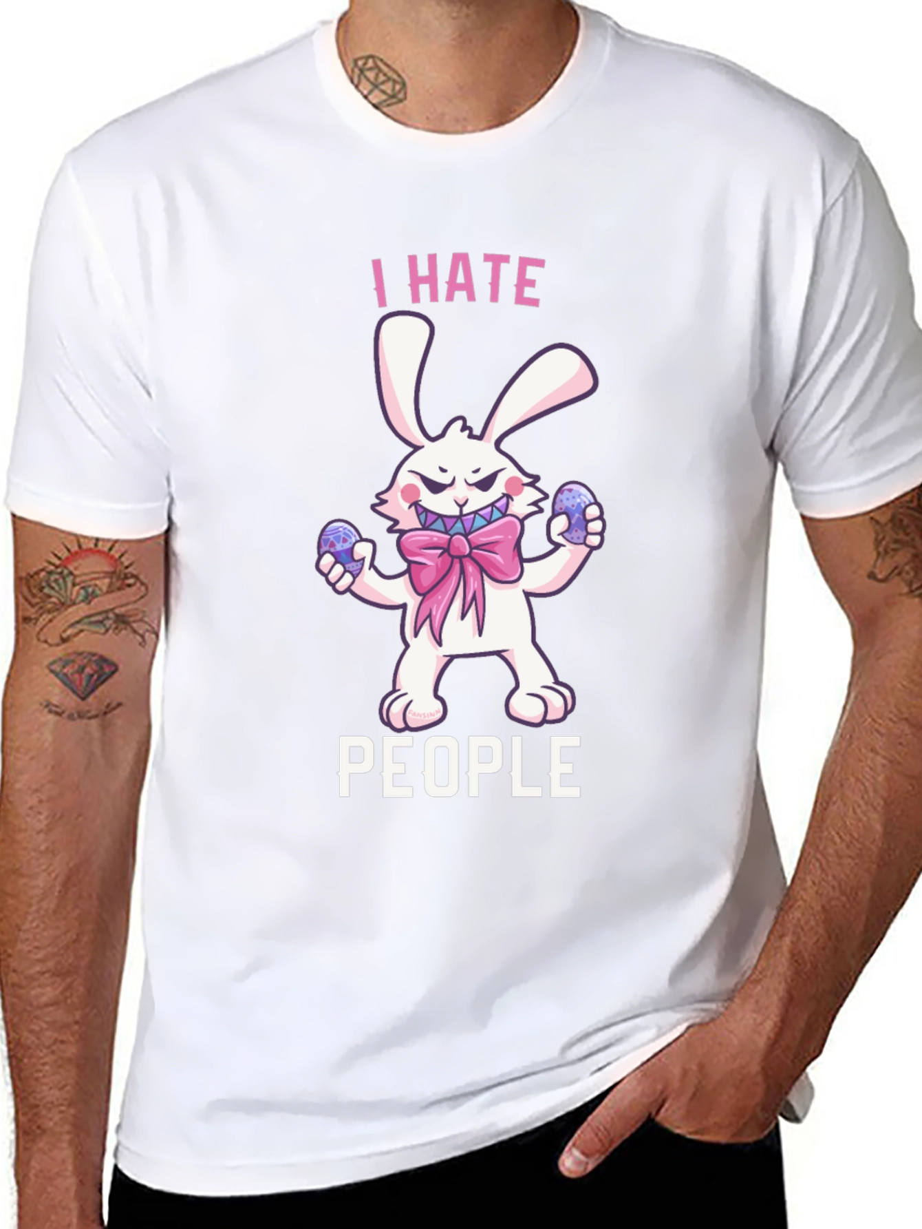 I Hate People Bunny Graphic T-Shirt