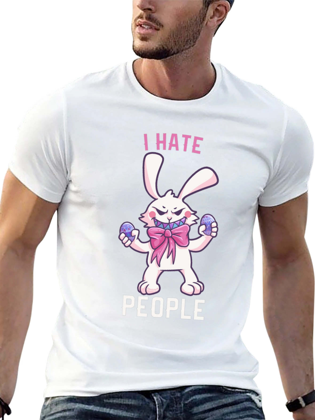 I Hate People Bunny Graphic T-Shirt