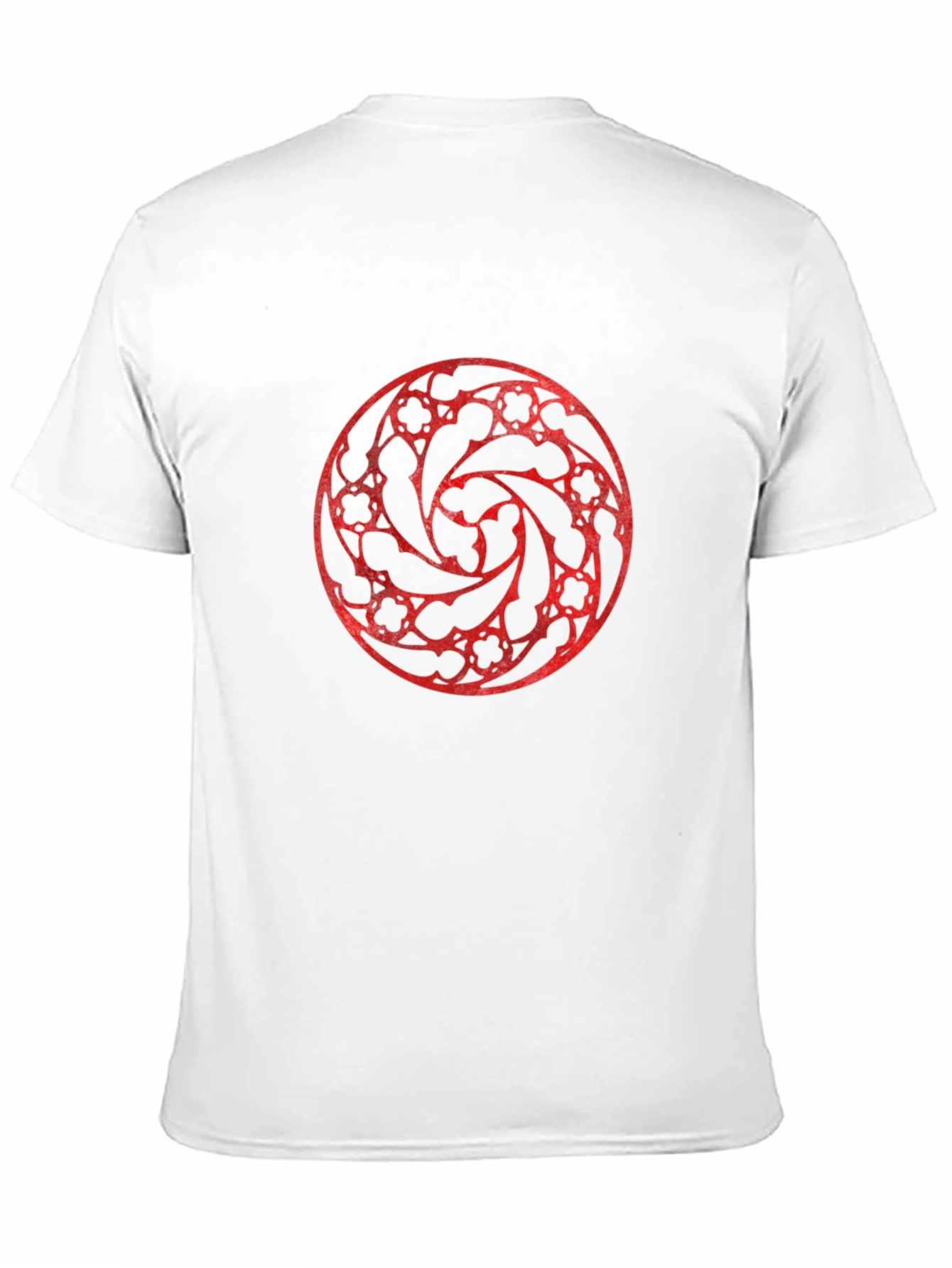Black T-Shirt with Red Circular Gothic Design