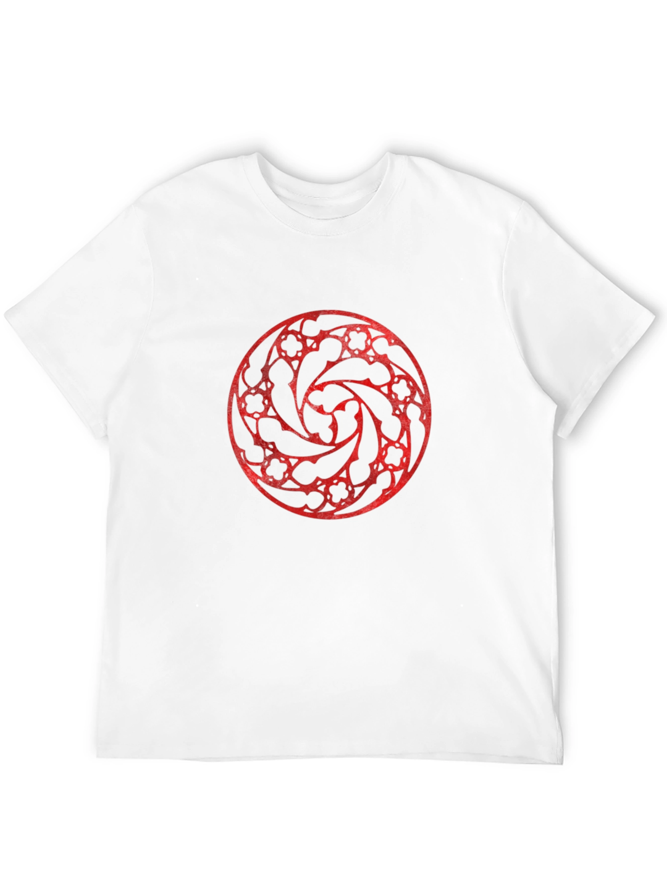 Black T-Shirt with Red Circular Gothic Design