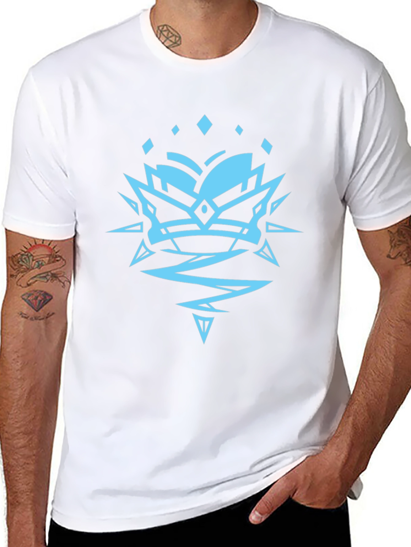 Geometric Crown Graphic Black Tee