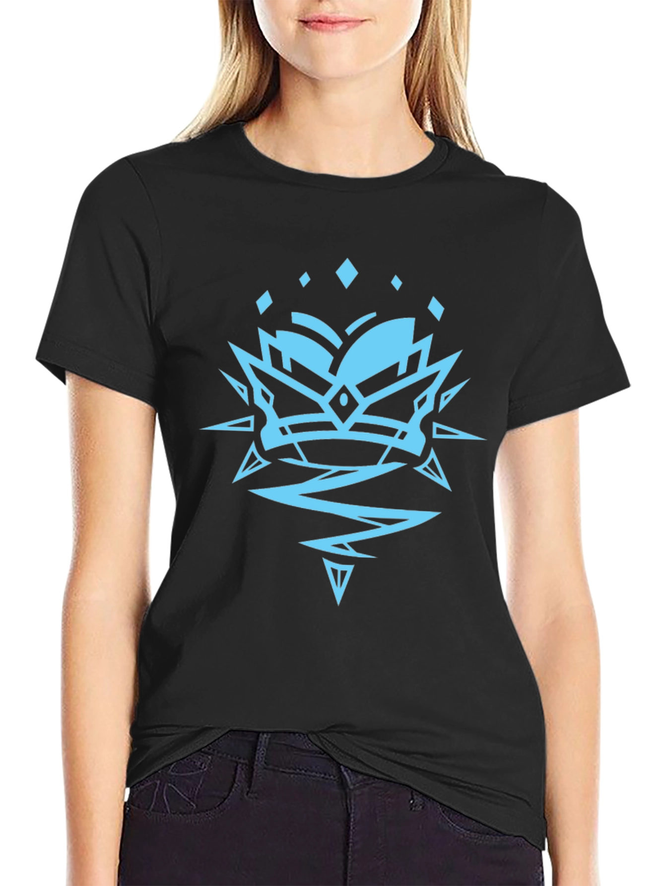 Geometric Crown Graphic Black Tee