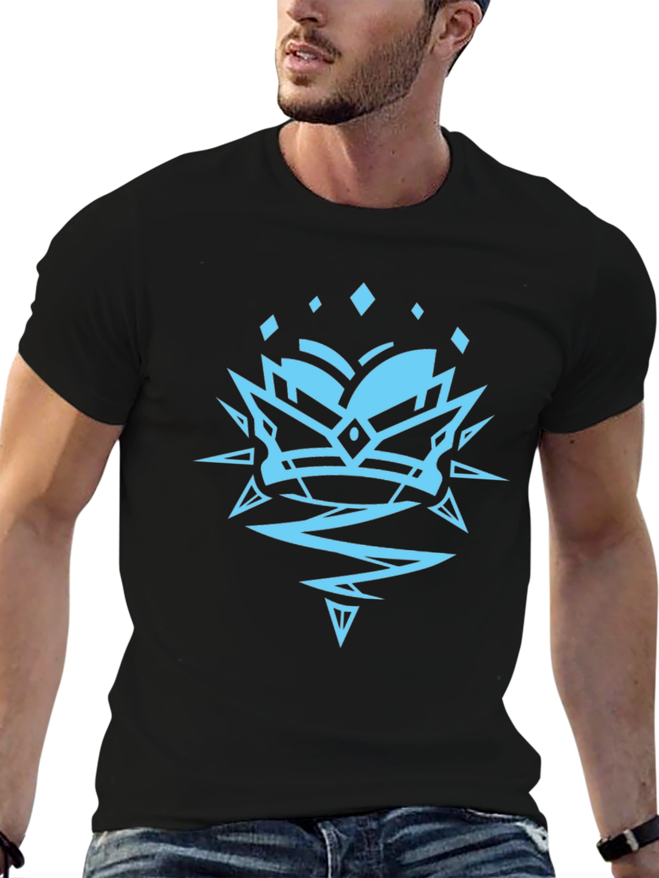 Geometric Crown Graphic Black Tee